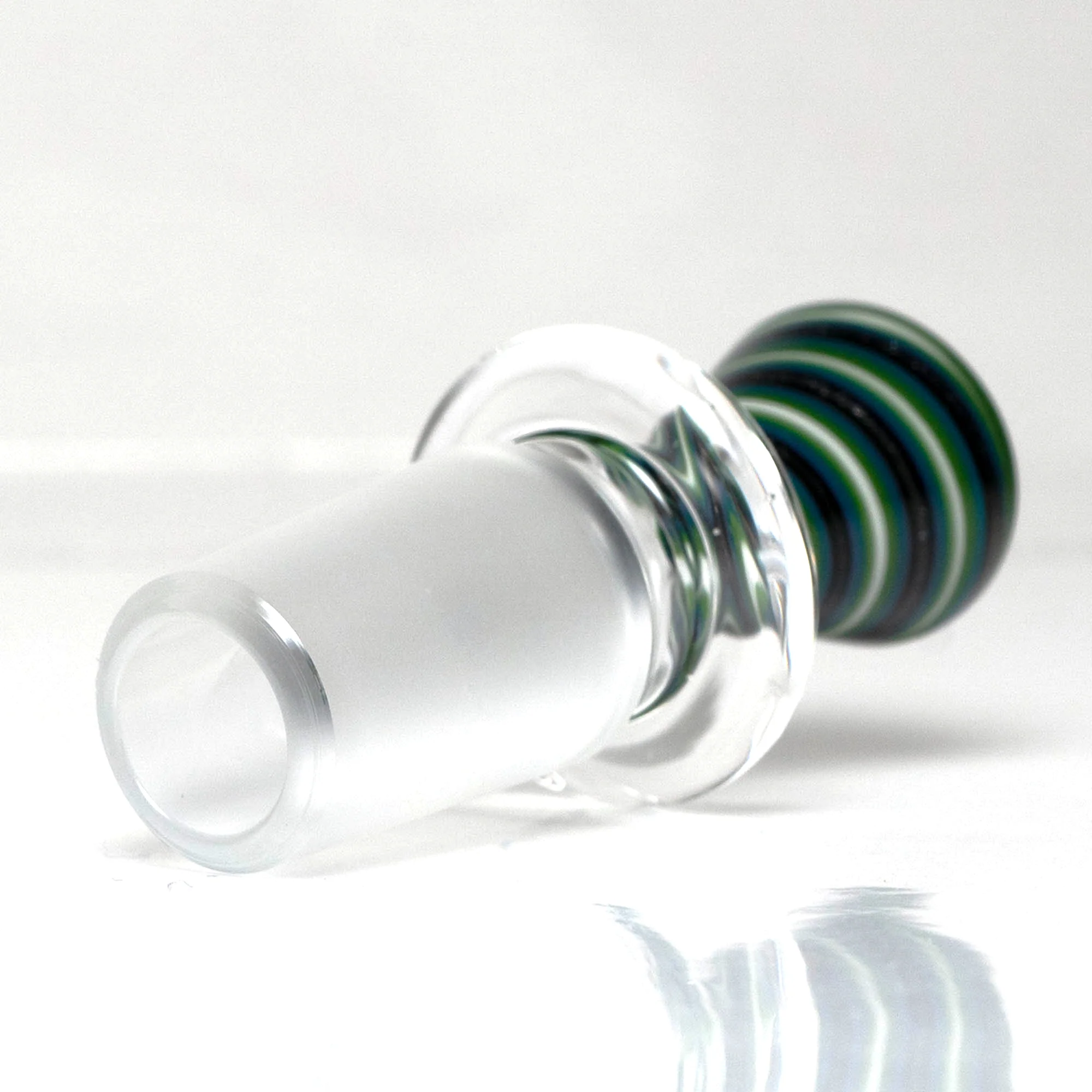 Aaron Vigil - Worked Martini Slide - 18mm - Green, White & Agua w/ Green Lip - Image 3