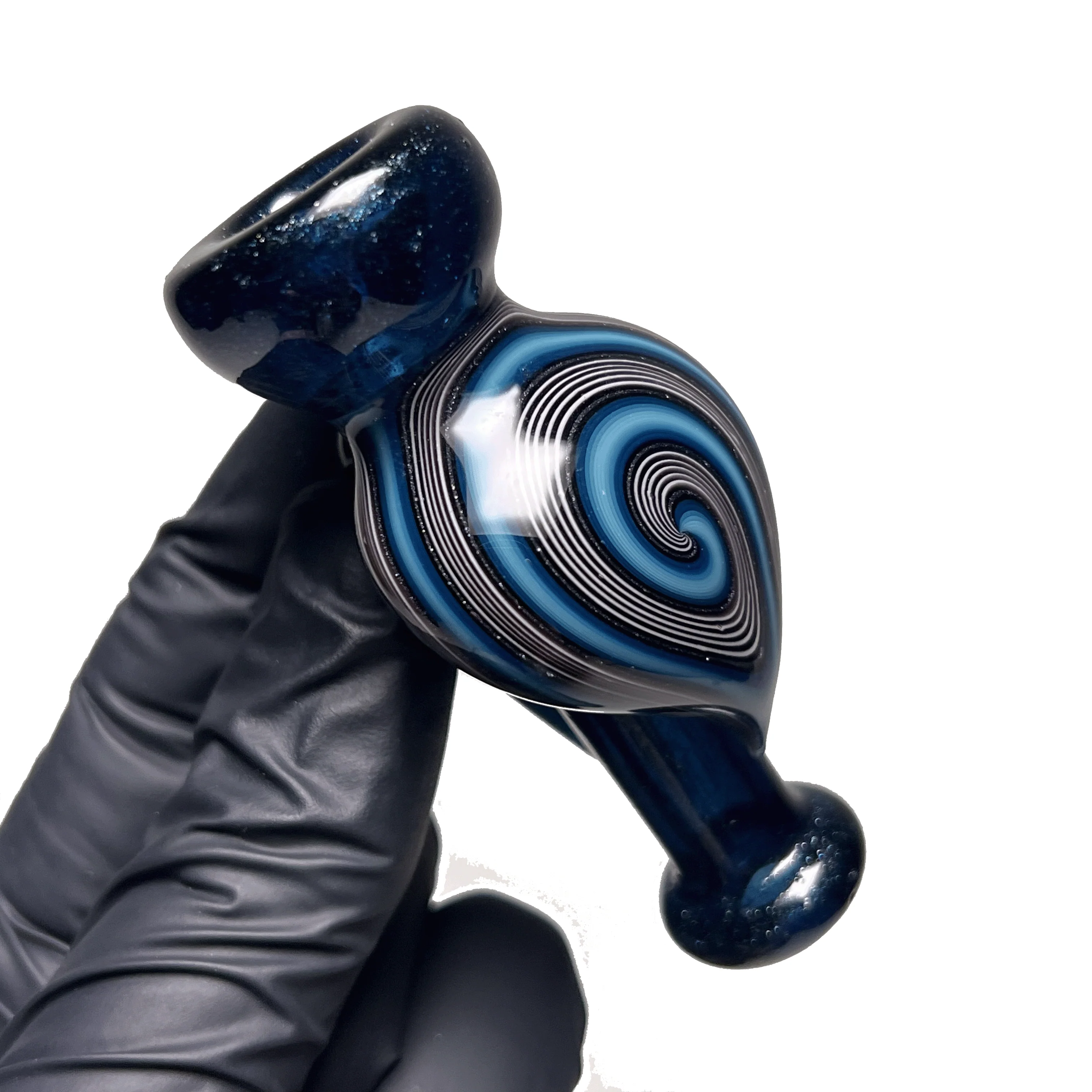 Aaron Vigil - Teardrop Chillum - Blue Stardust w/ Black, White, & Blue  Linework - Image 2