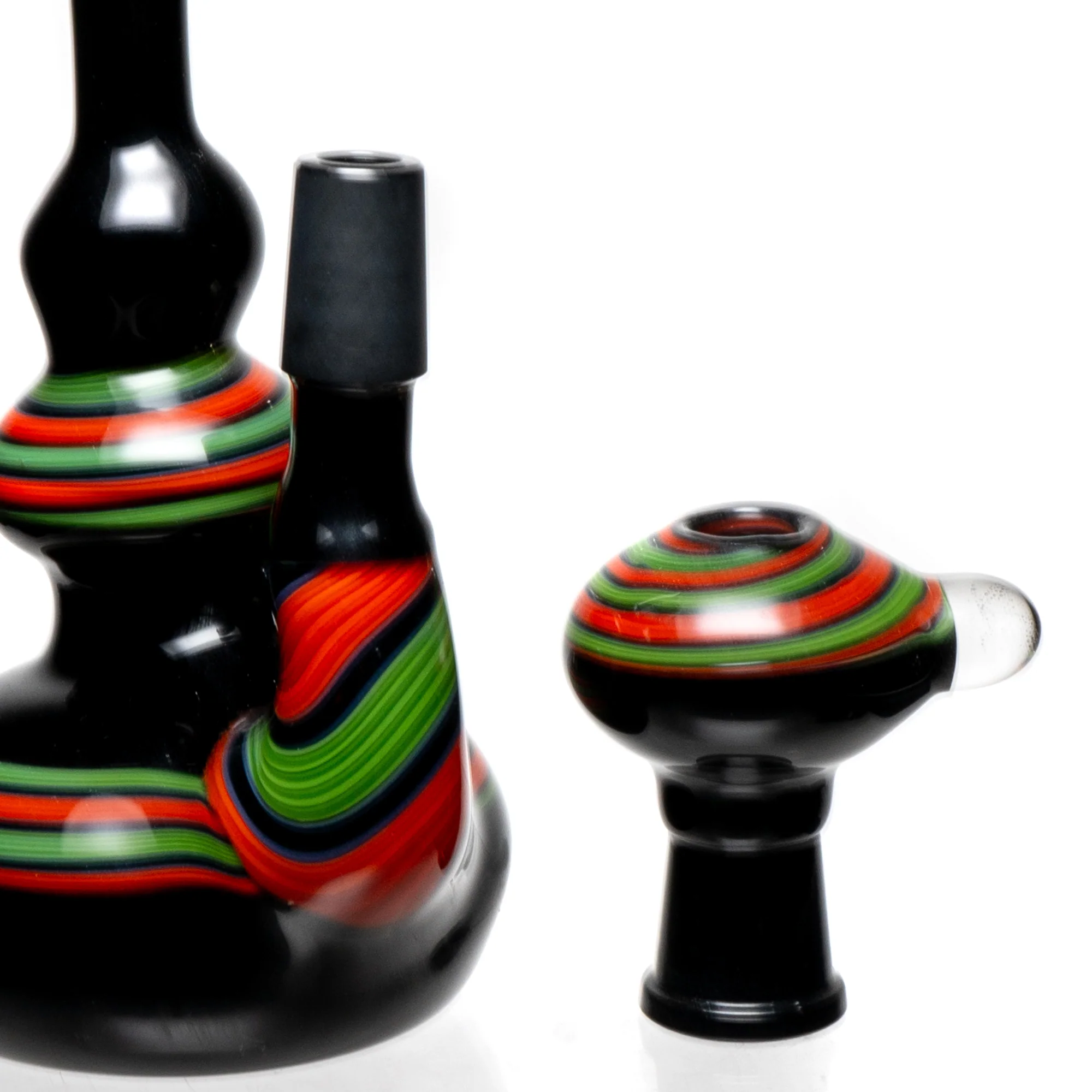 Barto - Fixed Mini Rig -  Black w/ Green & Orange Swirl #1 - Image 4