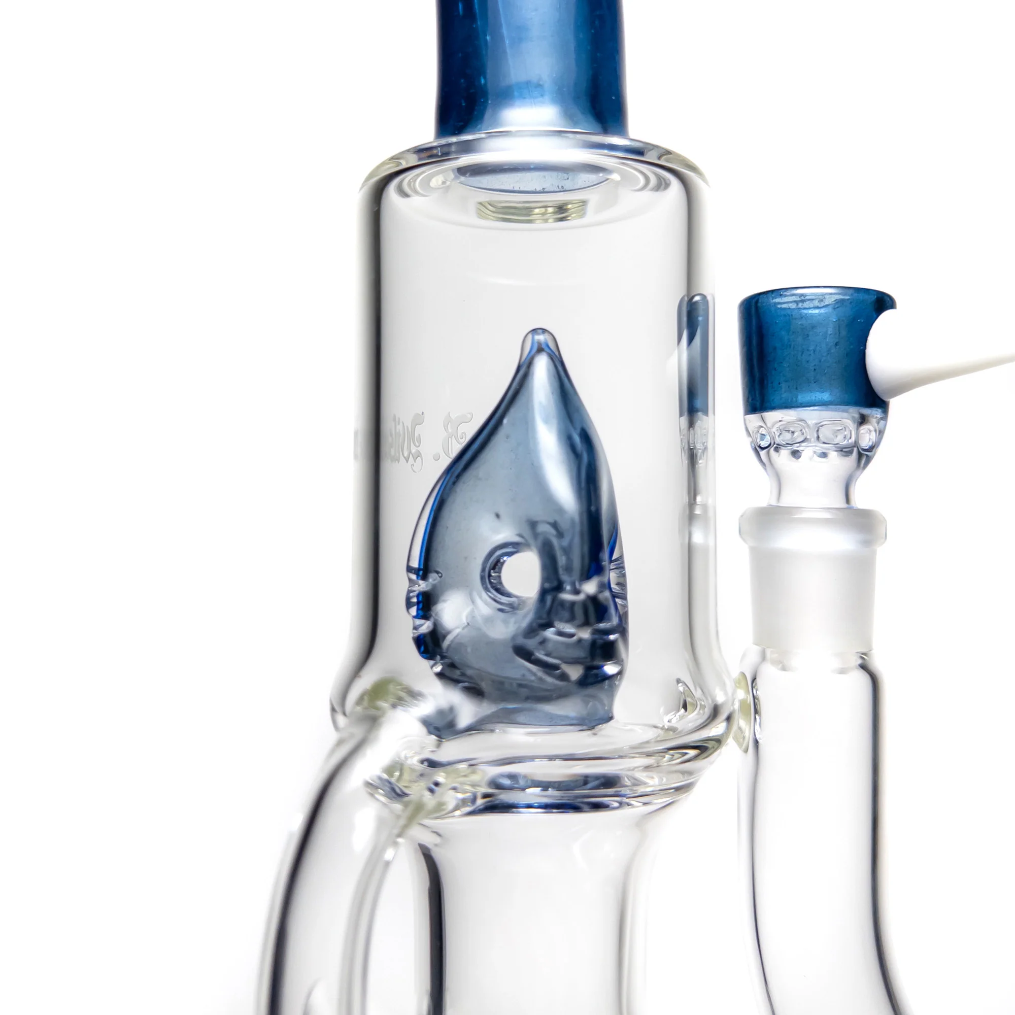 Ben Wilson - Hollow Foot Inline Recycler w/ Triple Donut Perc - Dark Blue Satin w/ White - Image 3