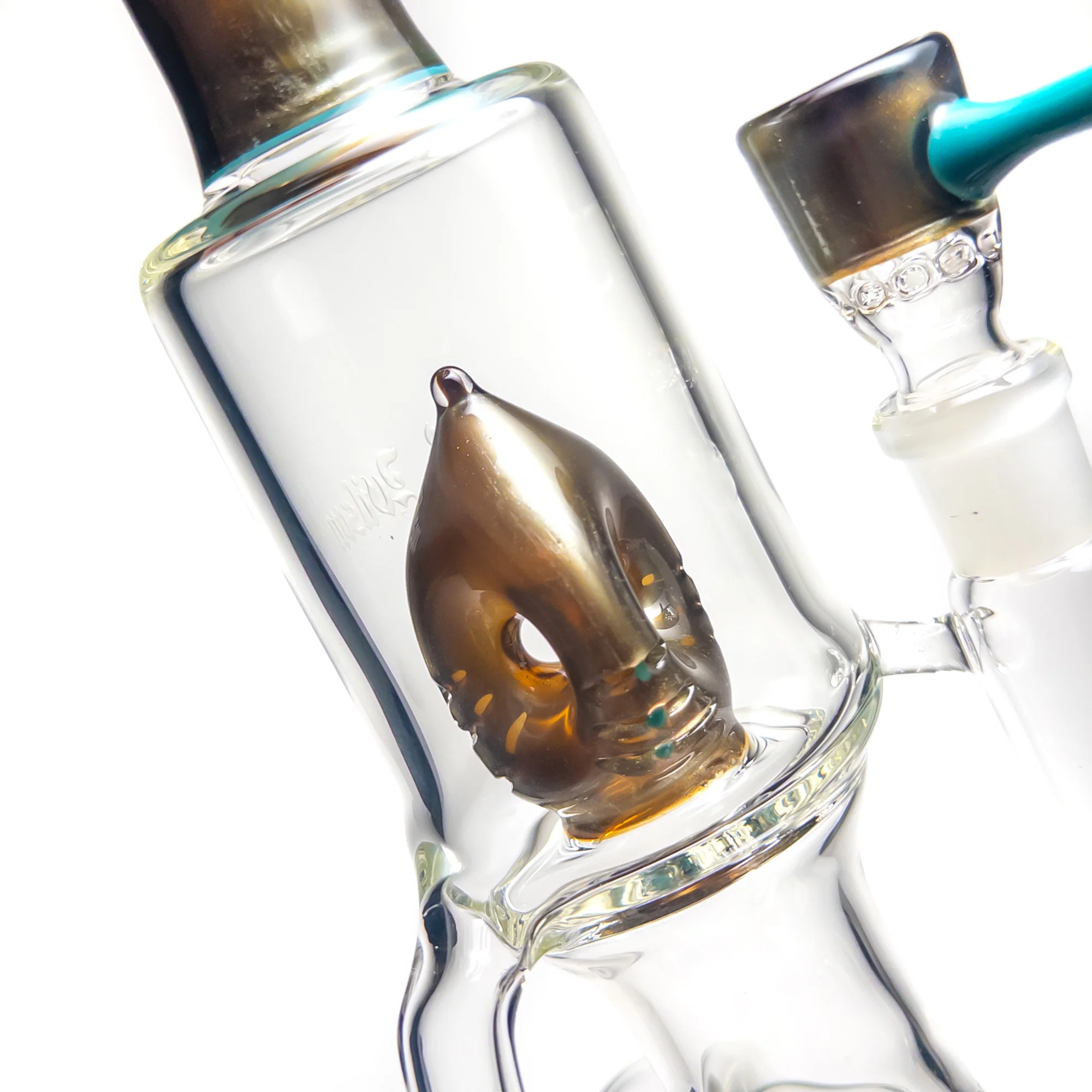 Ben Wilson - Hollow Foot Inline Recycler w/ Triple Donut Perc - Electrum w/ Agua Azul - Image 4