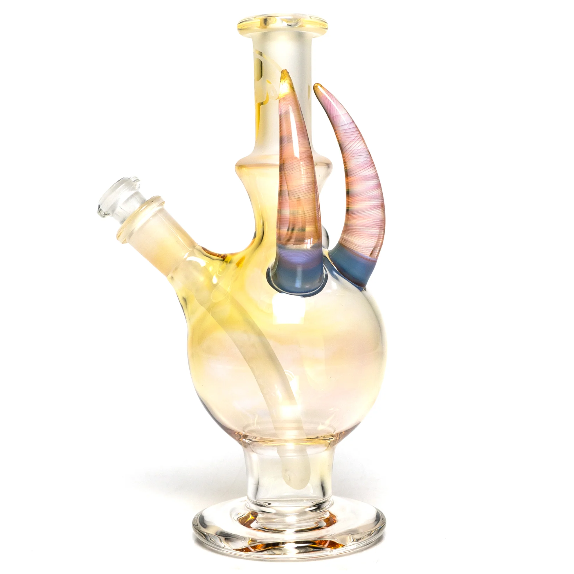 Brando - 10mm Fumed & Half Blasted Ball Rig - Milky Blue - Honeycomb Millie #2 - Image 2