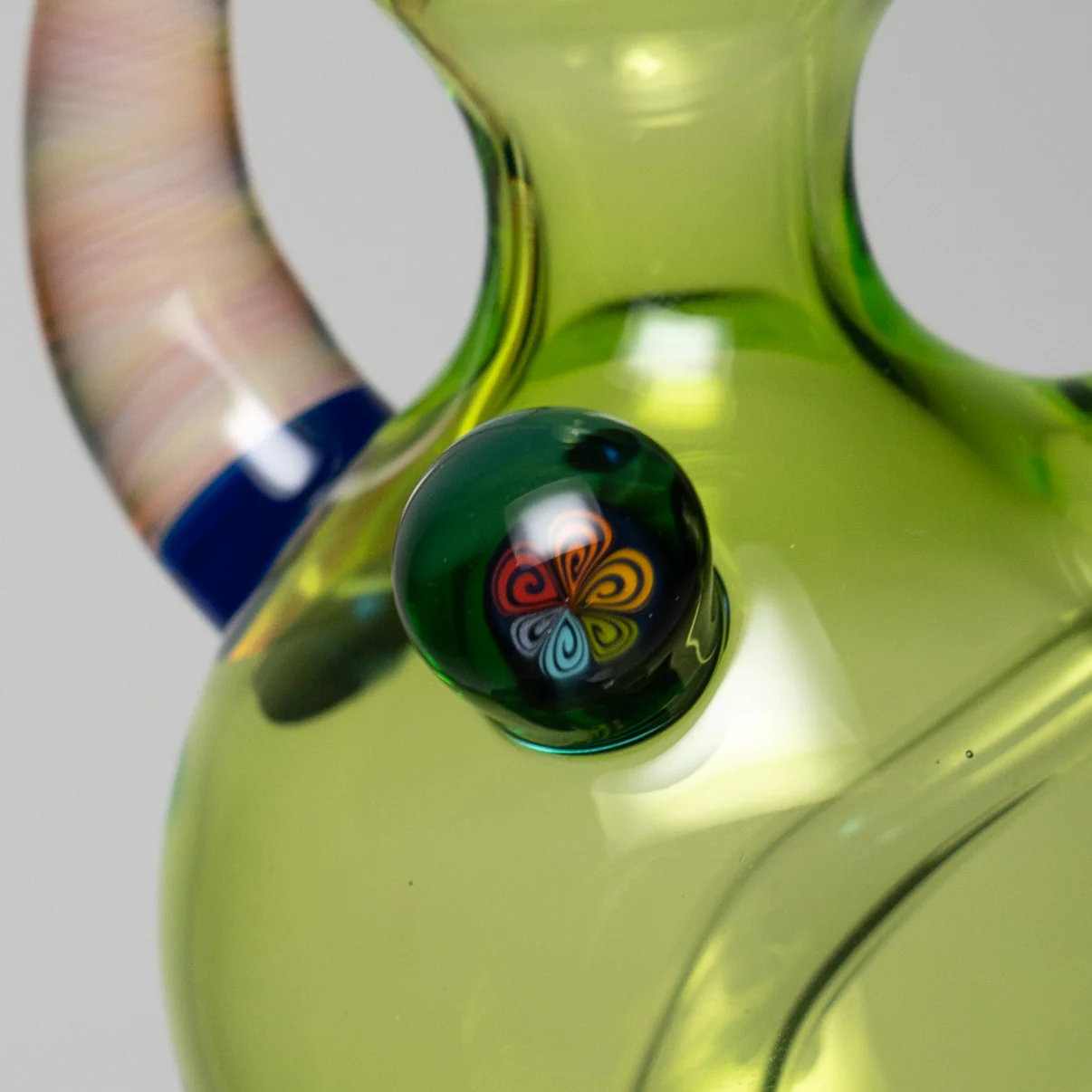 Brando - 10mm Half Blasted Ball Rig - Lime Juice w/ Cobalt - Thumby Millie - Image 7