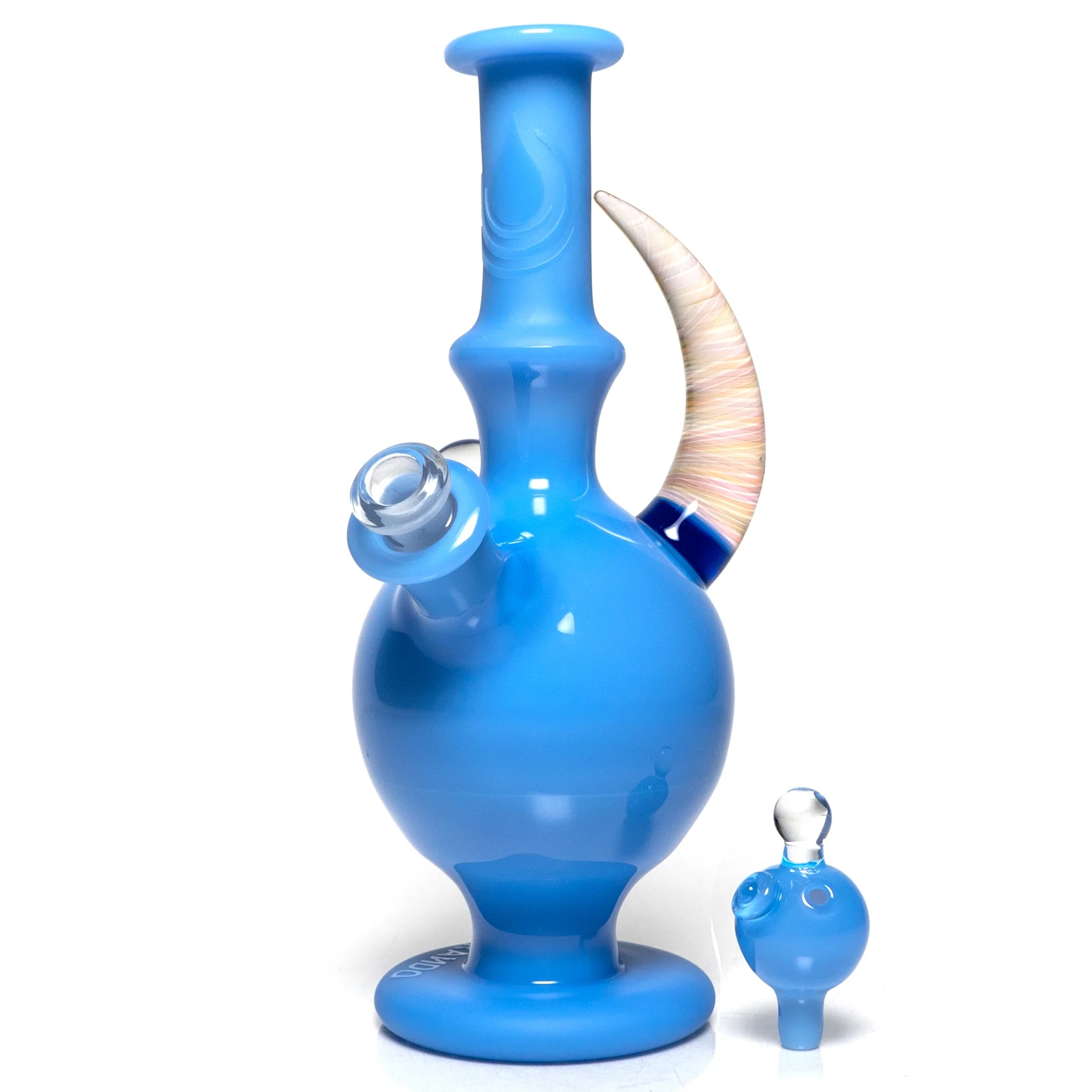 Brando - 10mm Half Blasted Ball Rig - Milky Blue w/ Cobalt - Blue Leaf Millie