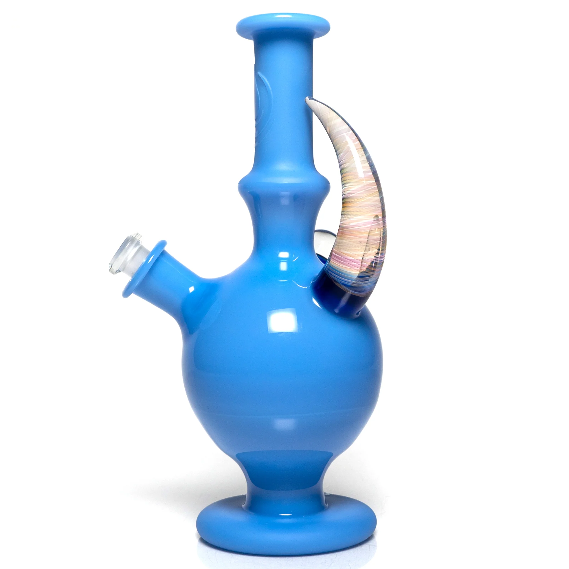Brando - 10mm Half Blasted Ball Rig - Milky Blue w/ Cobalt - Blue Leaf Millie - Image 2