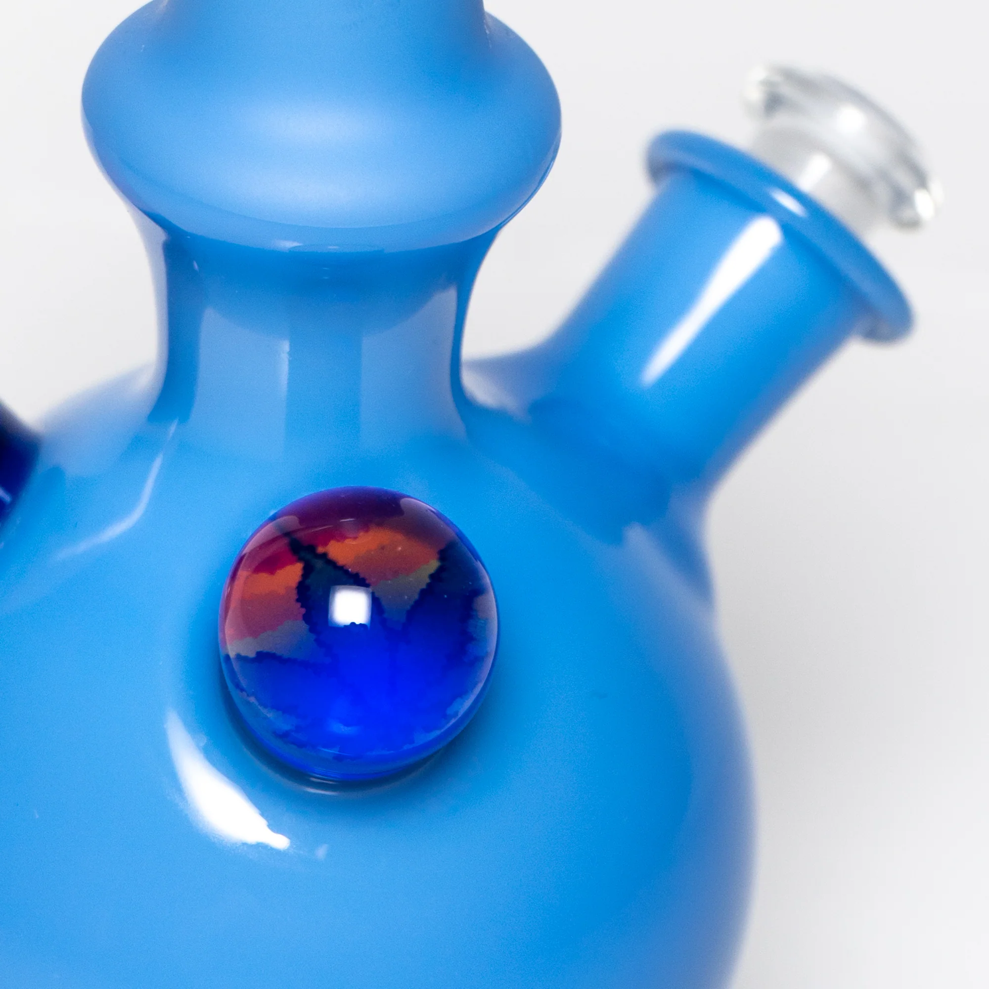 Brando - 10mm Half Blasted Ball Rig - Milky Blue w/ Cobalt - Blue Leaf Millie - Image 5
