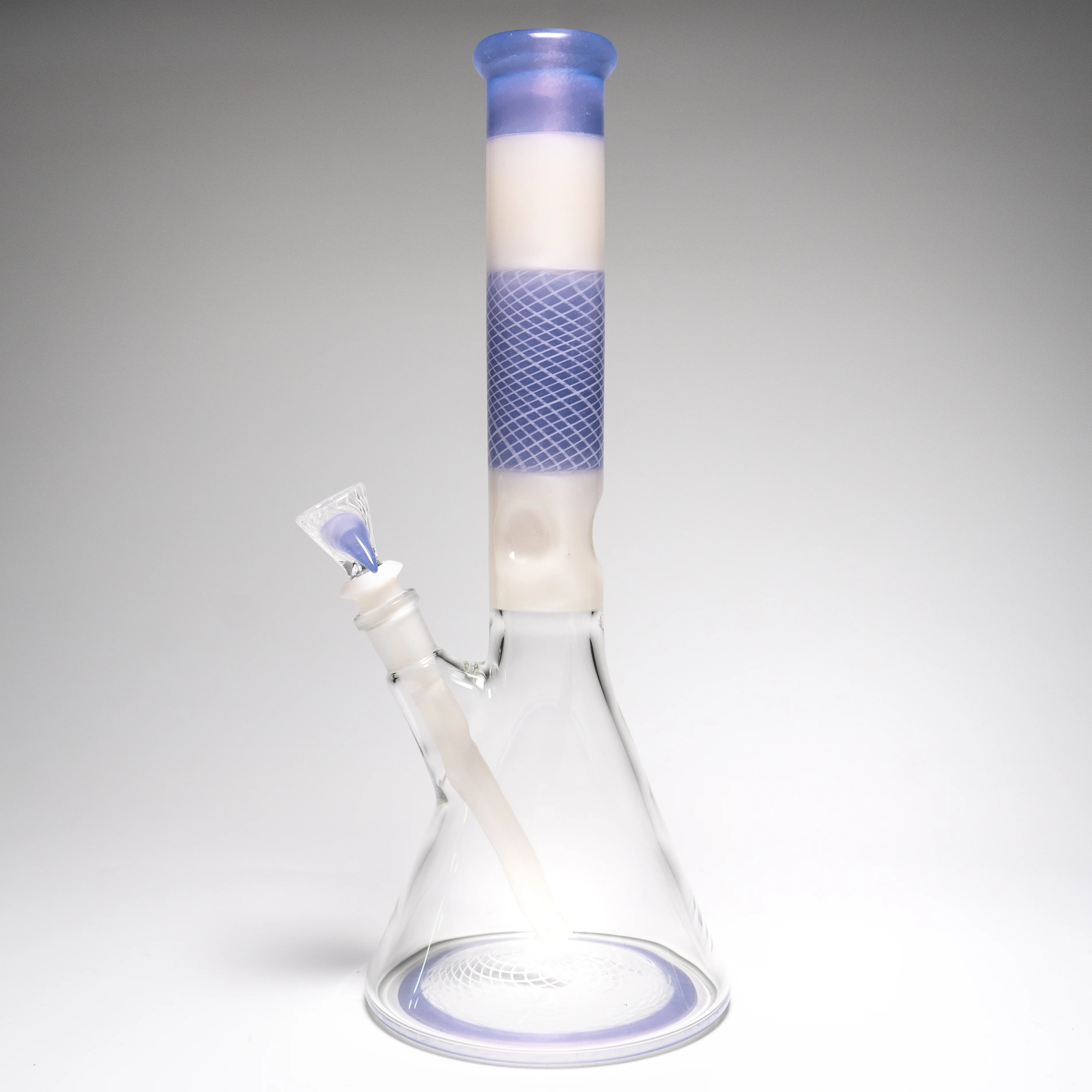Chris Sculli x Glass Munky - Worked Beaker - Purple/White Satin & UV Retti - Image 2