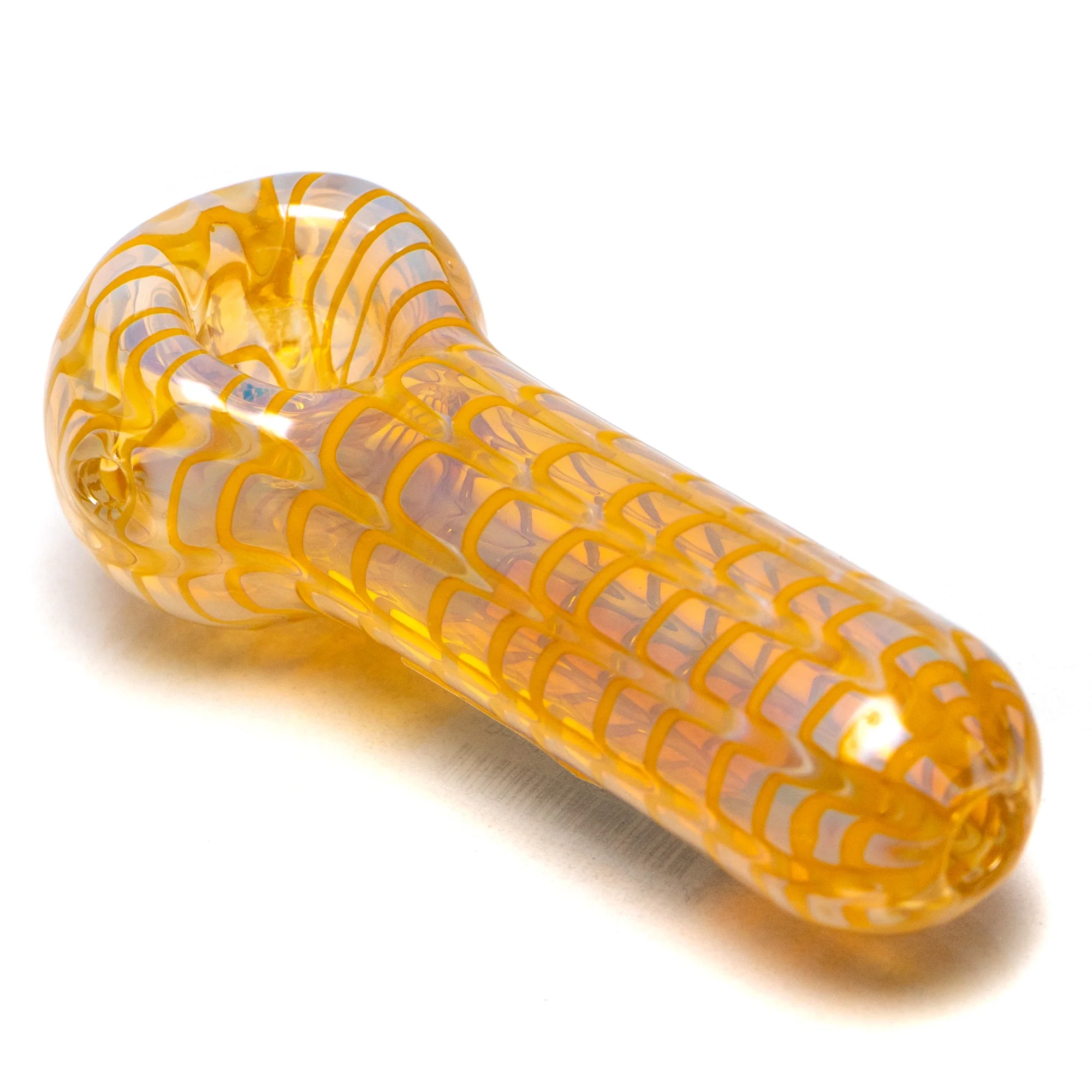 Daniels Glass Art - Fume & Rake Spoon Pipe - Yellow