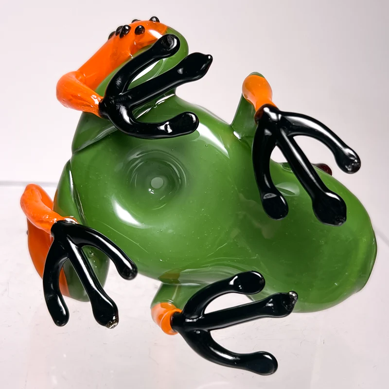 Daniels Glass Art - Poison Frog Dry Pipe - Green & Orange - Image 2