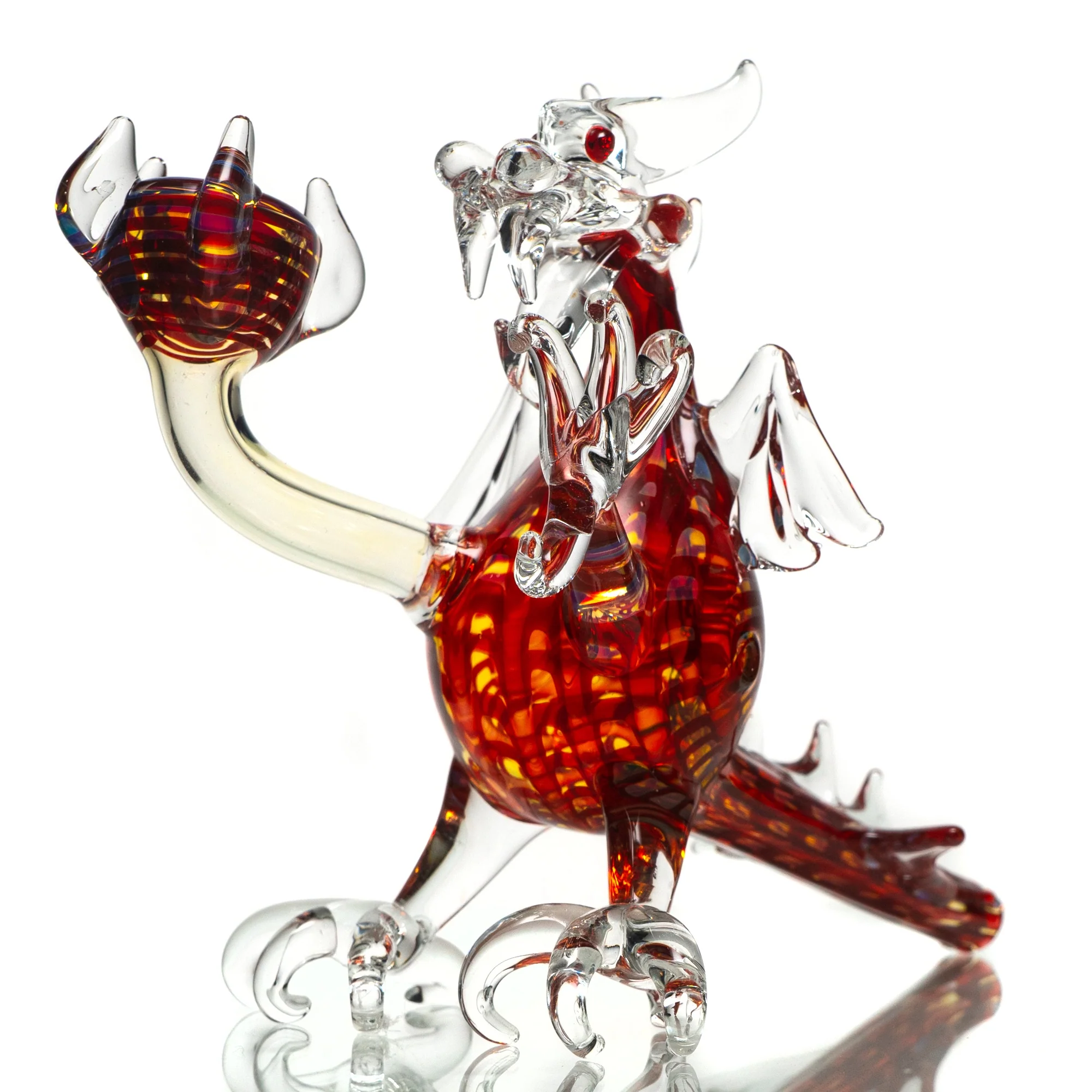 Daniels Glass Art - Standing Dragon Dry Pipe - Red w/ Fume