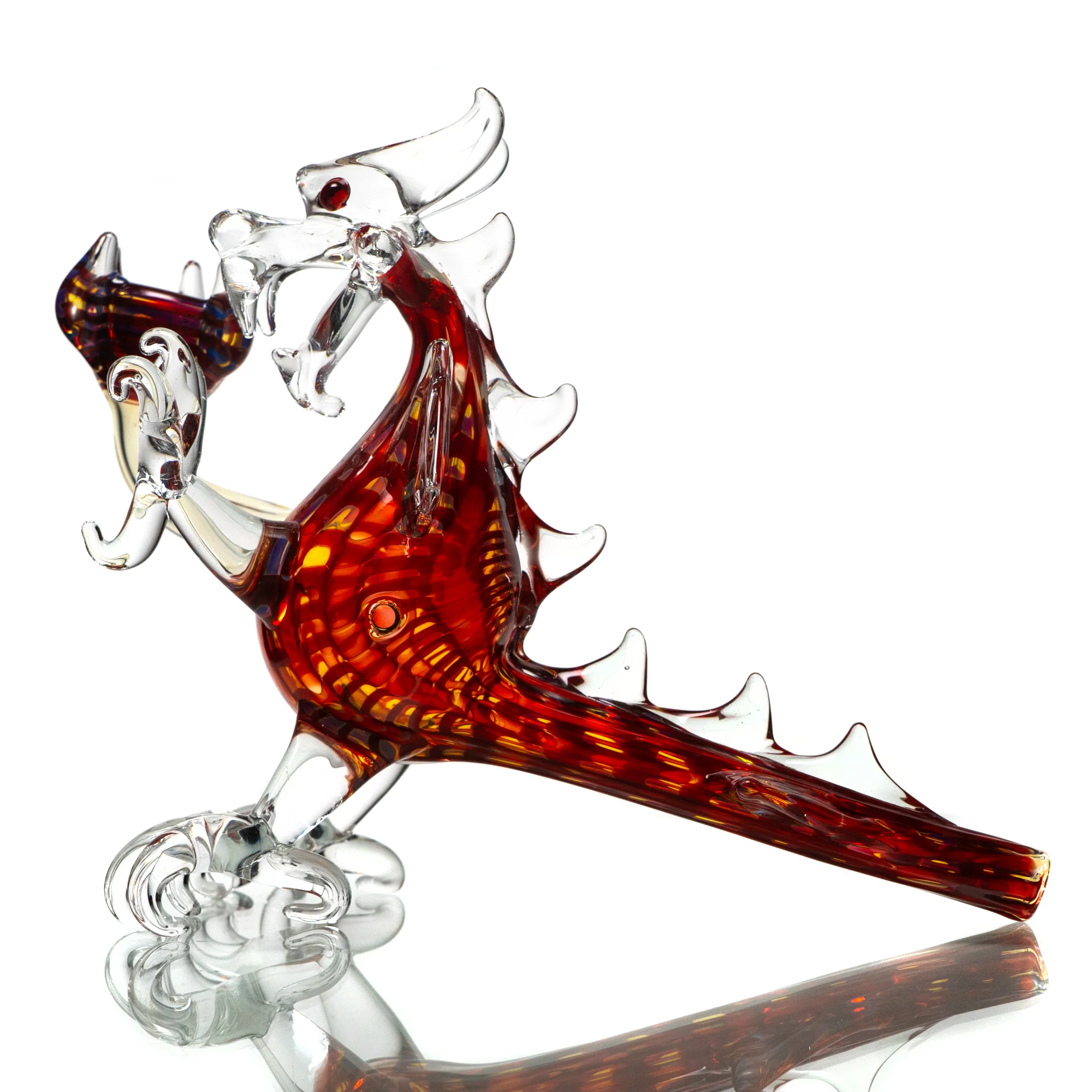 Daniels Glass Art - Standing Dragon Dry Pipe - Red w/ Fume - Image 2
