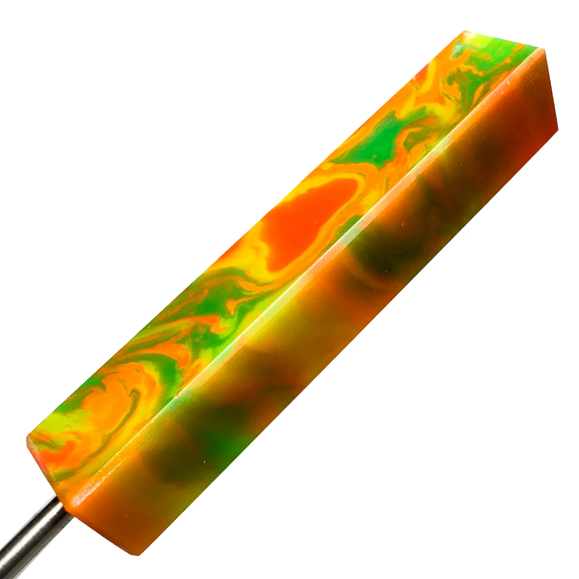 DunkinDabber - Flat Head Dabber - Dark Orange & Green Pourcasso UV - 5 7/8" - Image 5