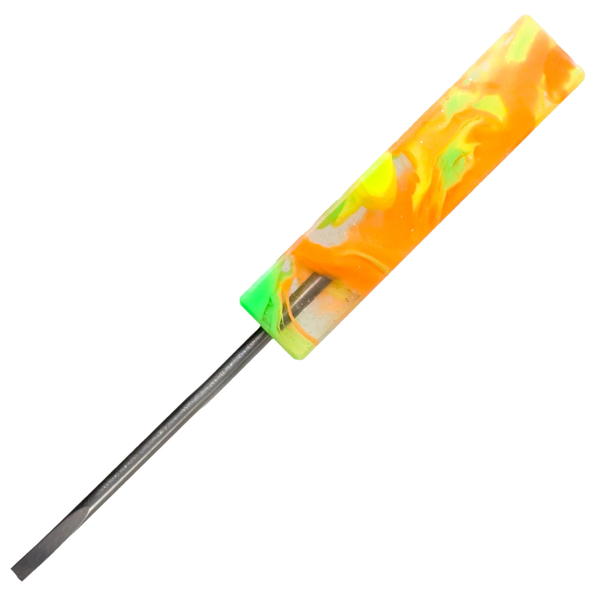 DunkinDabber - Flat Head Dabber - Green & Orange Pourcasso UV - 5 1/8" #1