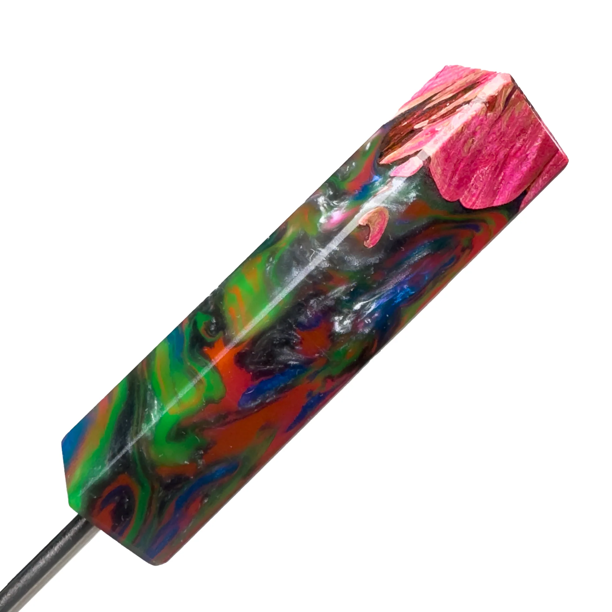 DunkinDabber - Flat Head Dabber - Multi Color Pourcasso UV + Burl - 4 7/8" - Image 3
