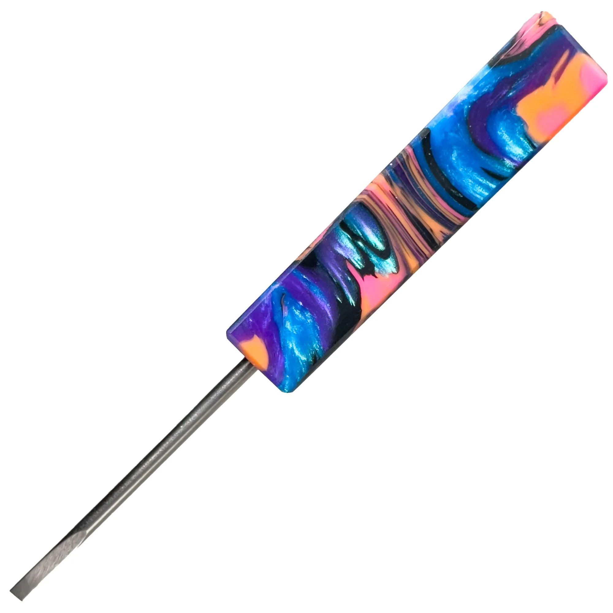DunkinDabber - Flat Head Dabber - Pink & Orange Pourcasso UV - 5 1/8" #2