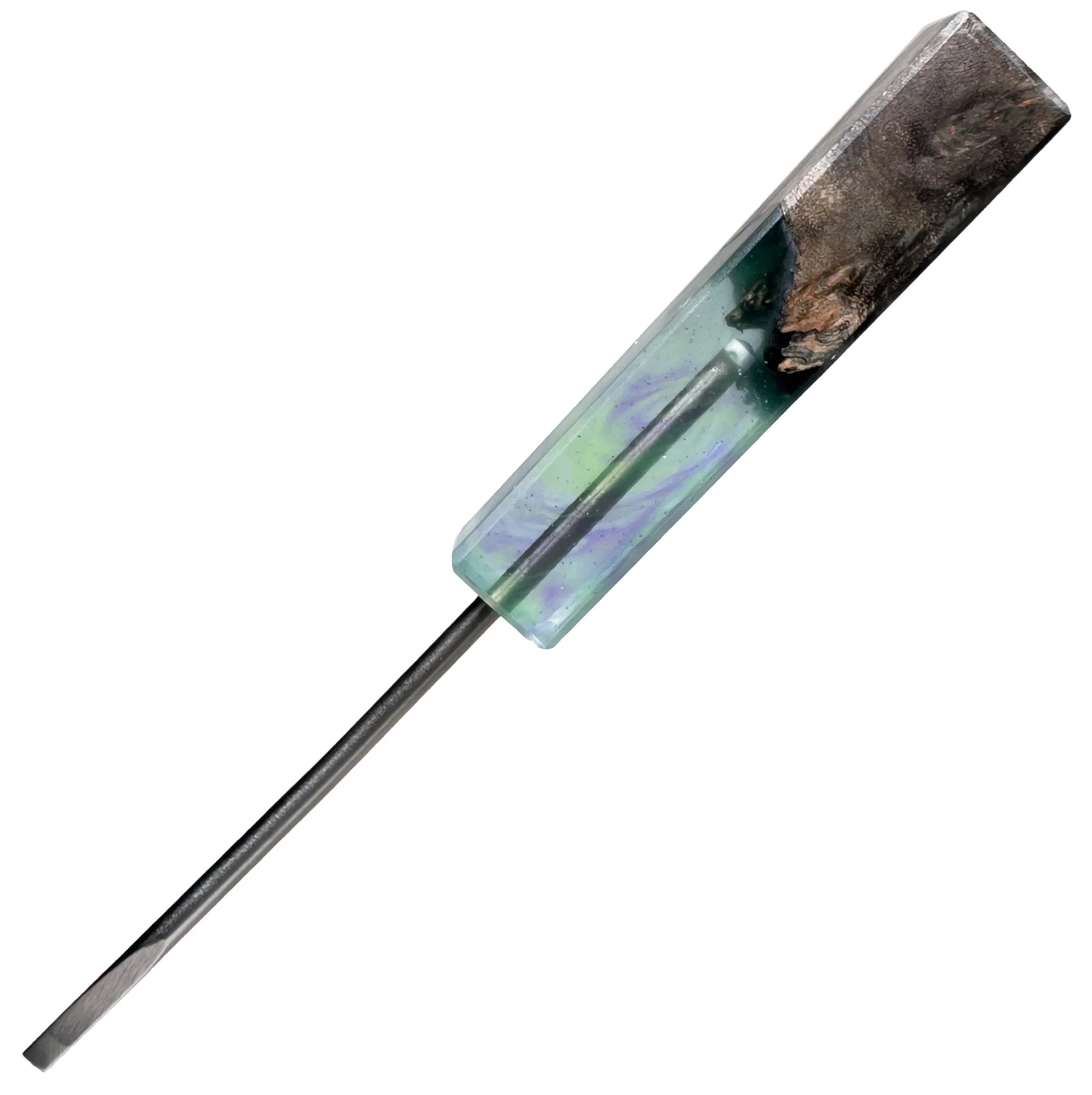DunkinDabber - Flat Head Dabber - Pourcasso Resin + Burl - 5 5/8"
