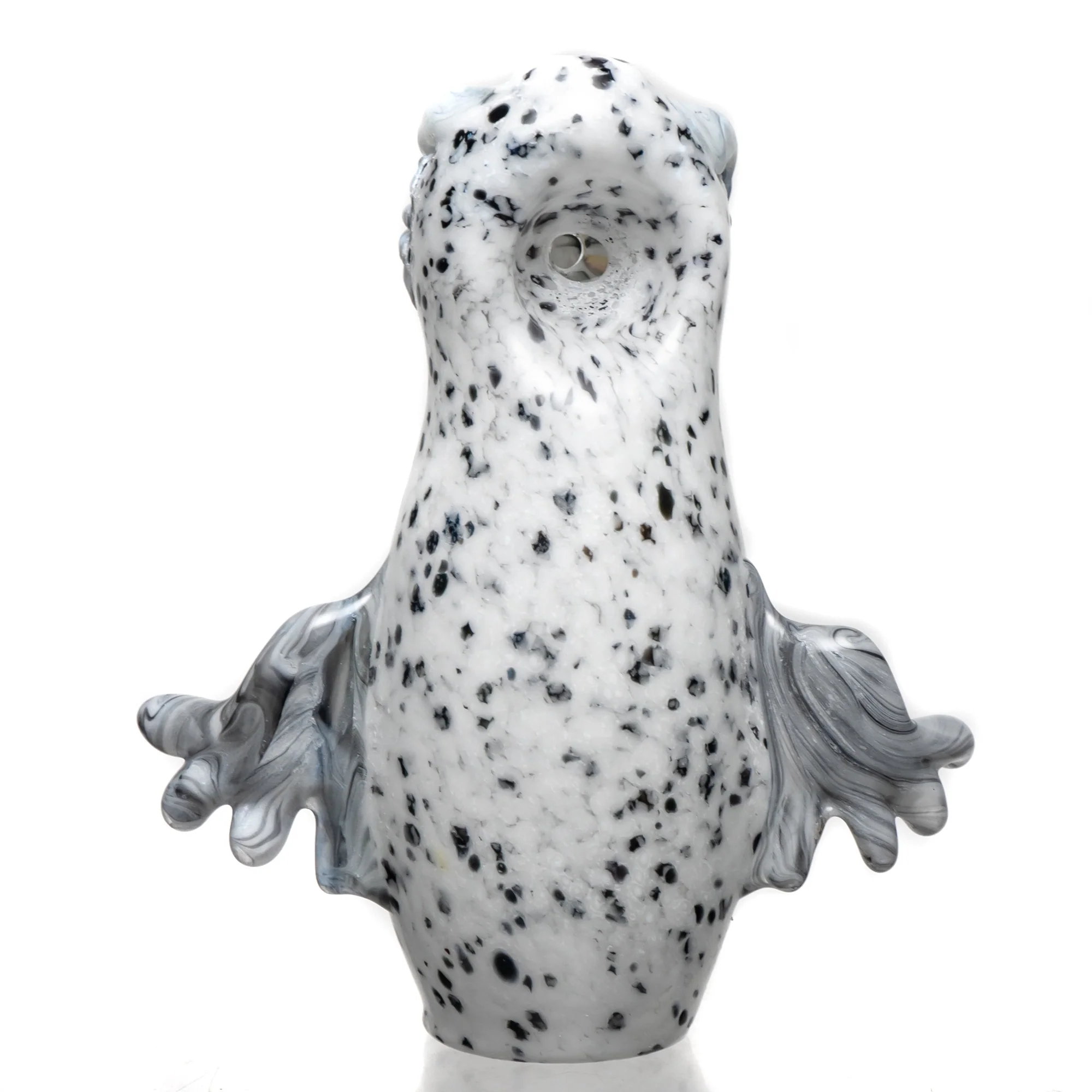 Four Winds Flameworks - Hooter Hand Pipe - White & Black Frit #2 - Image 2