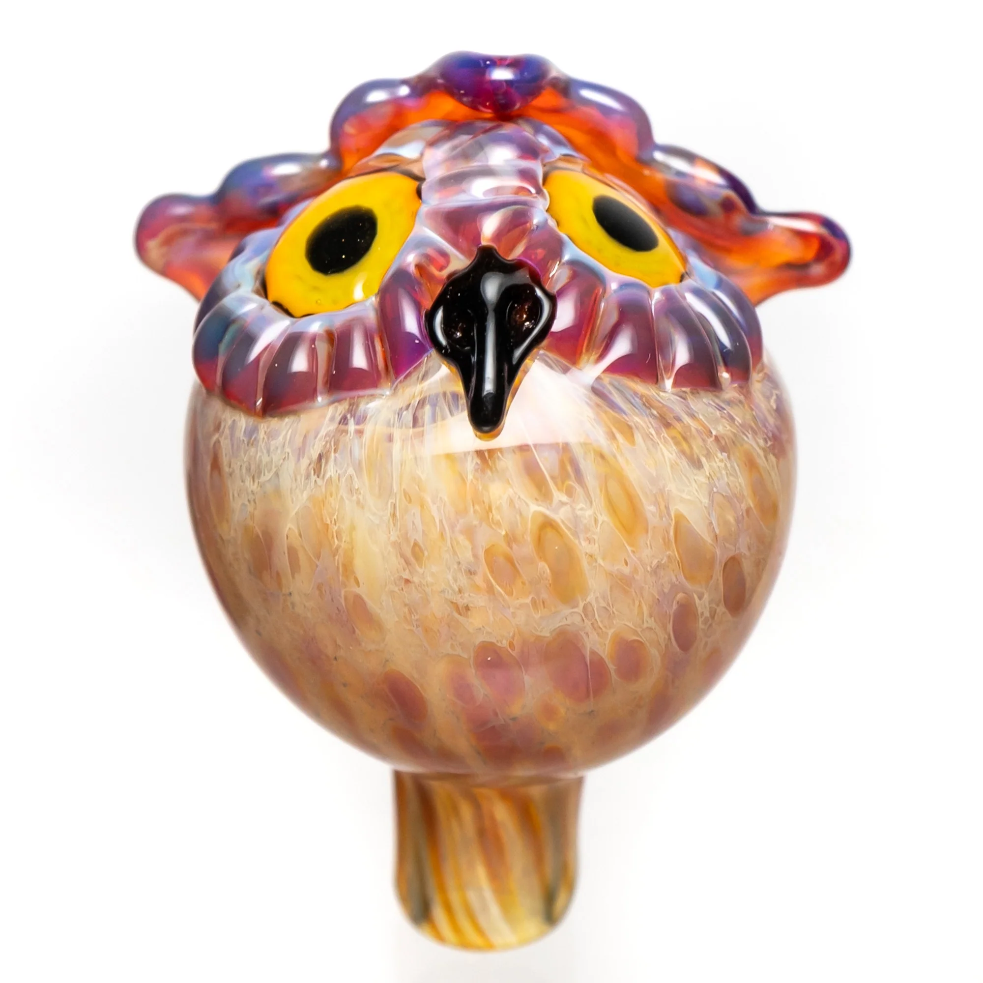 Four Winds Flameworks - Owl Bubble Cap - Amber Purple
