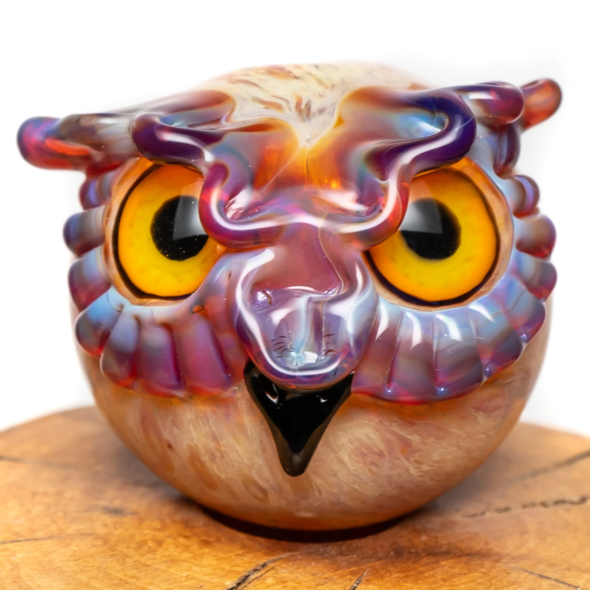 Four Winds Flameworks - Owl Bubble Cap - Amber Purple - Image 2