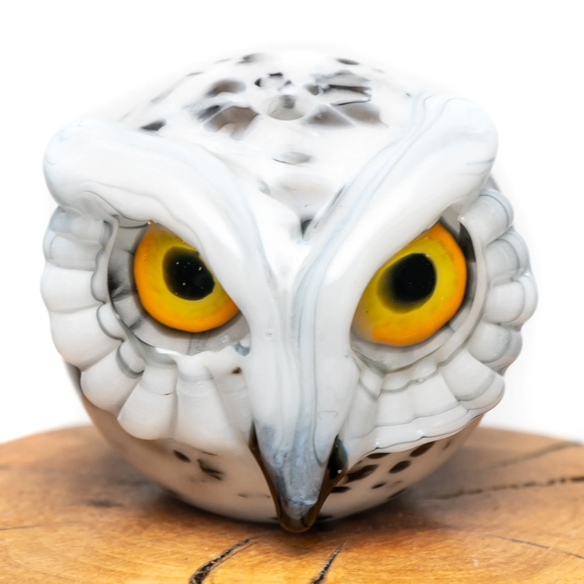 Four Winds Flameworks - Owl Bubble Cap - Black & White Frit - Image 2