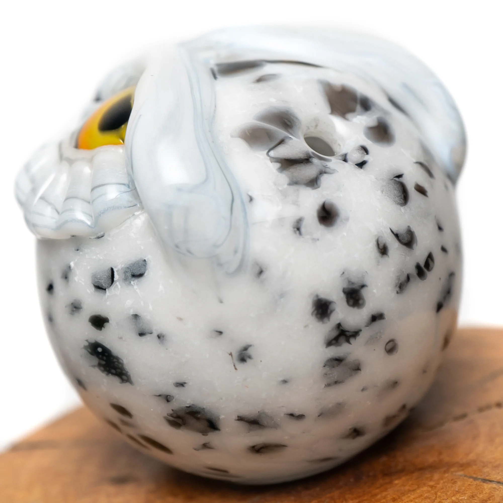 Four Winds Flameworks - Owl Bubble Cap - Black & White Frit - Image 3