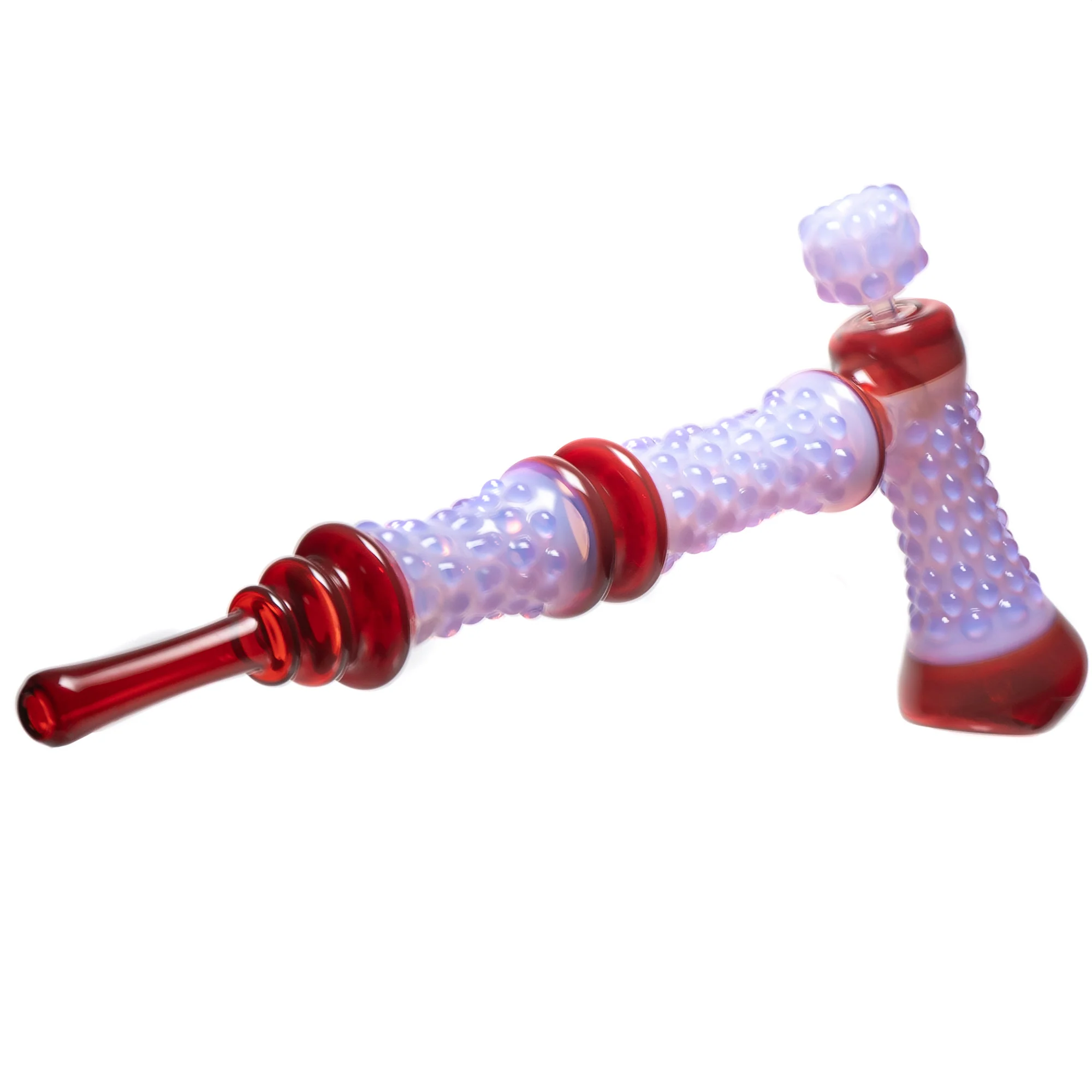 Goo Roo Designs - 23" Hammer Bubbler - Milky Purple & Red - Image 2