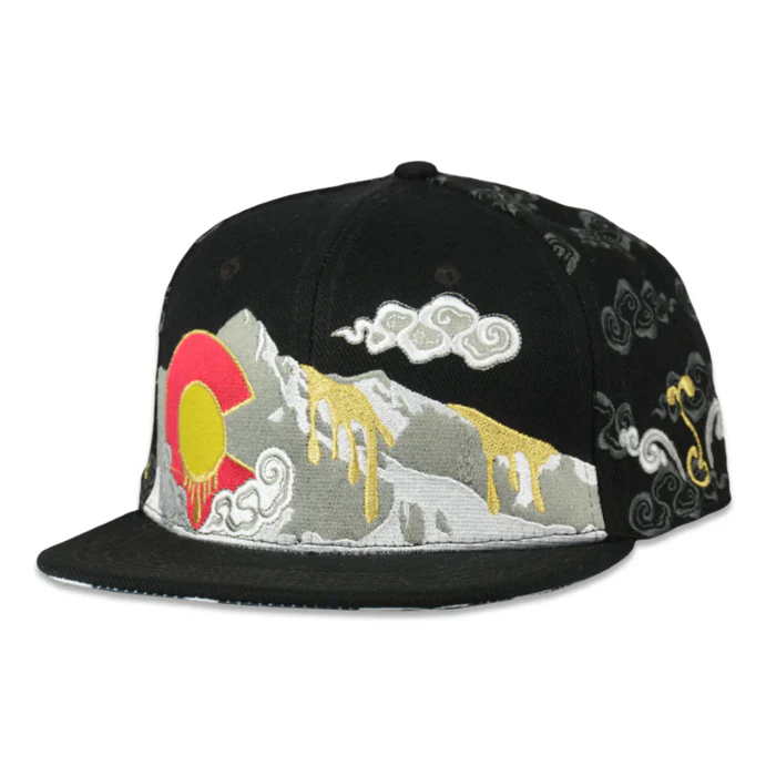Grassroots - Dabroots Clouds Allover Black Snapback Hat - Large/XL