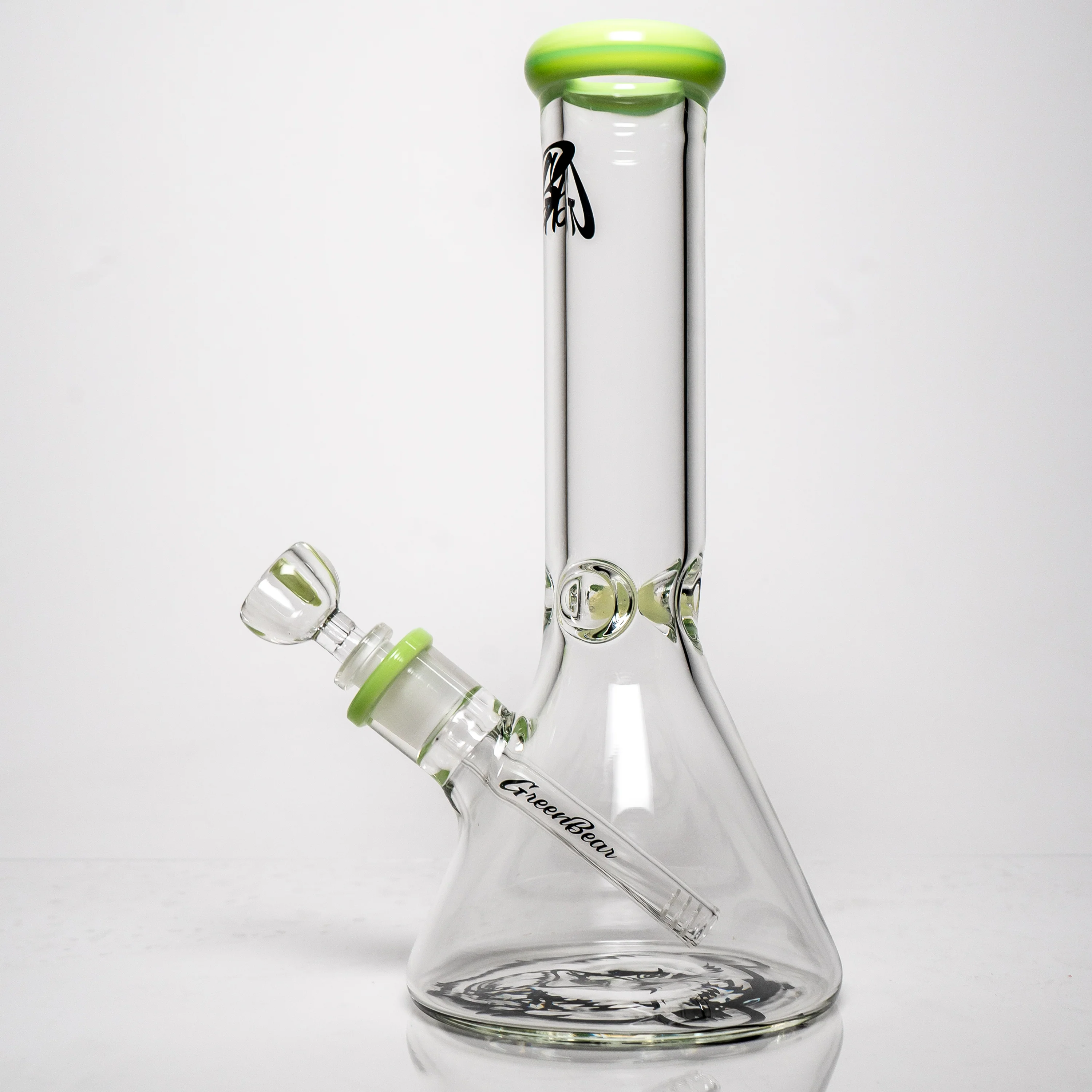 Green Bear - 12" Beaker w/ Milky Green Accents - Image 3