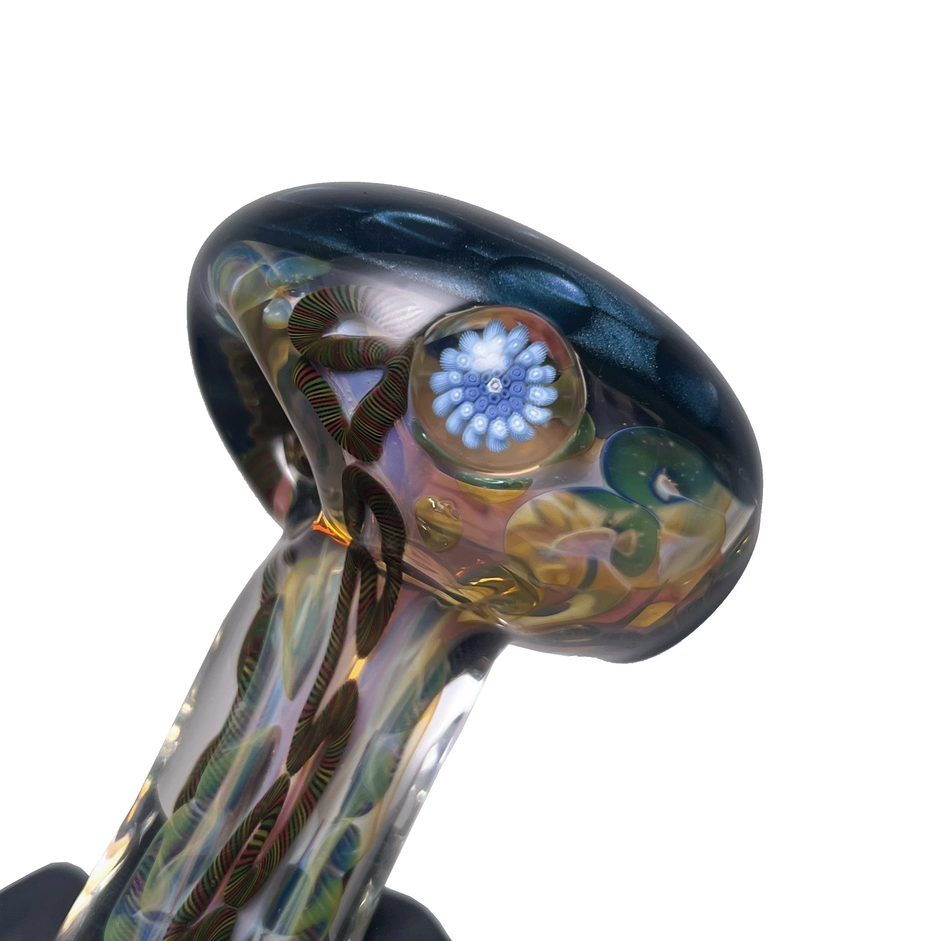 Greenlite - Heavy Spoon - Flat Mouth - Fume w/ Twist Cane & Blue Honeycomb #2 - Image 2