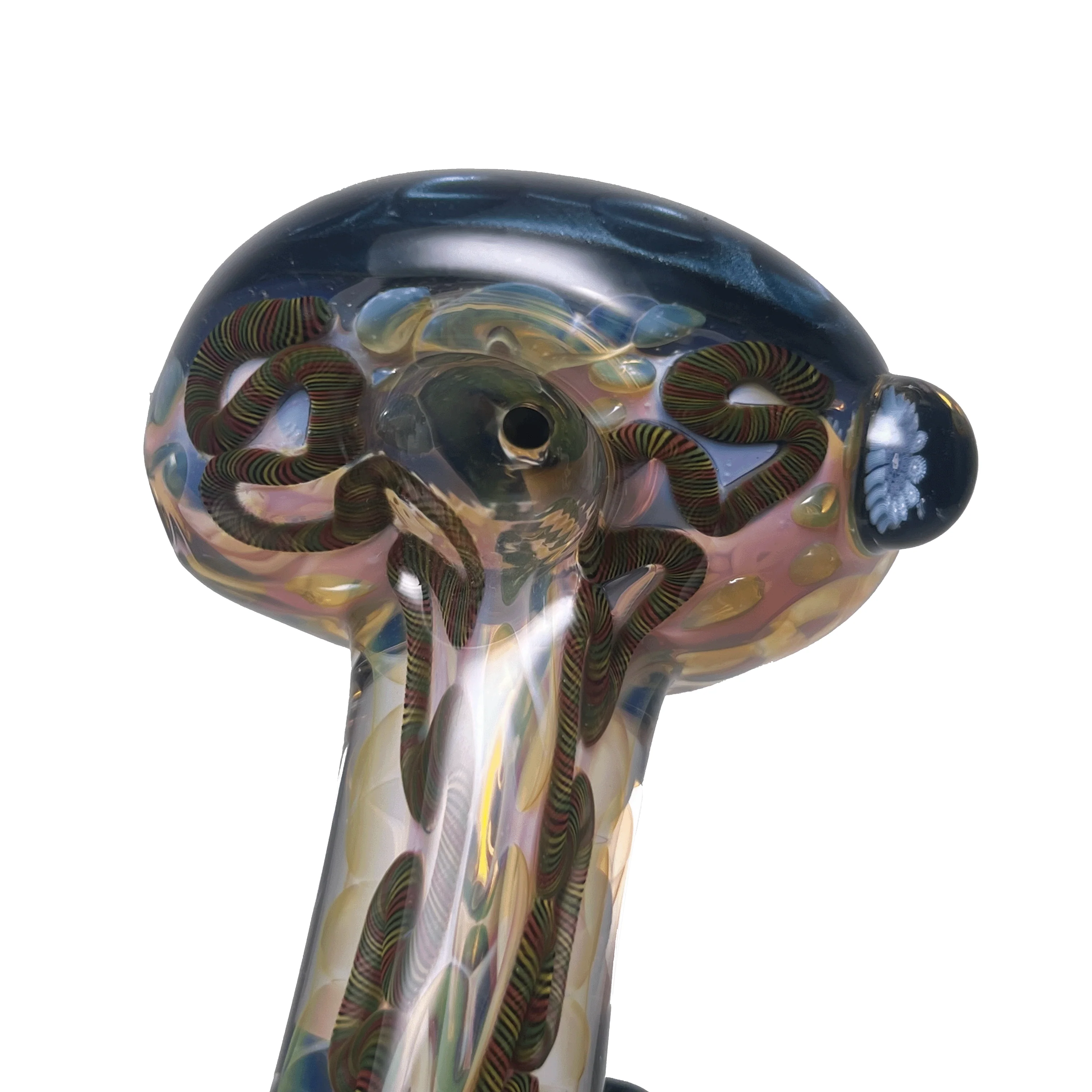 Greenlite - Heavy Spoon - Flat Mouth - Fume w/ Twist Cane & Blue Honeycomb #2 - Image 5