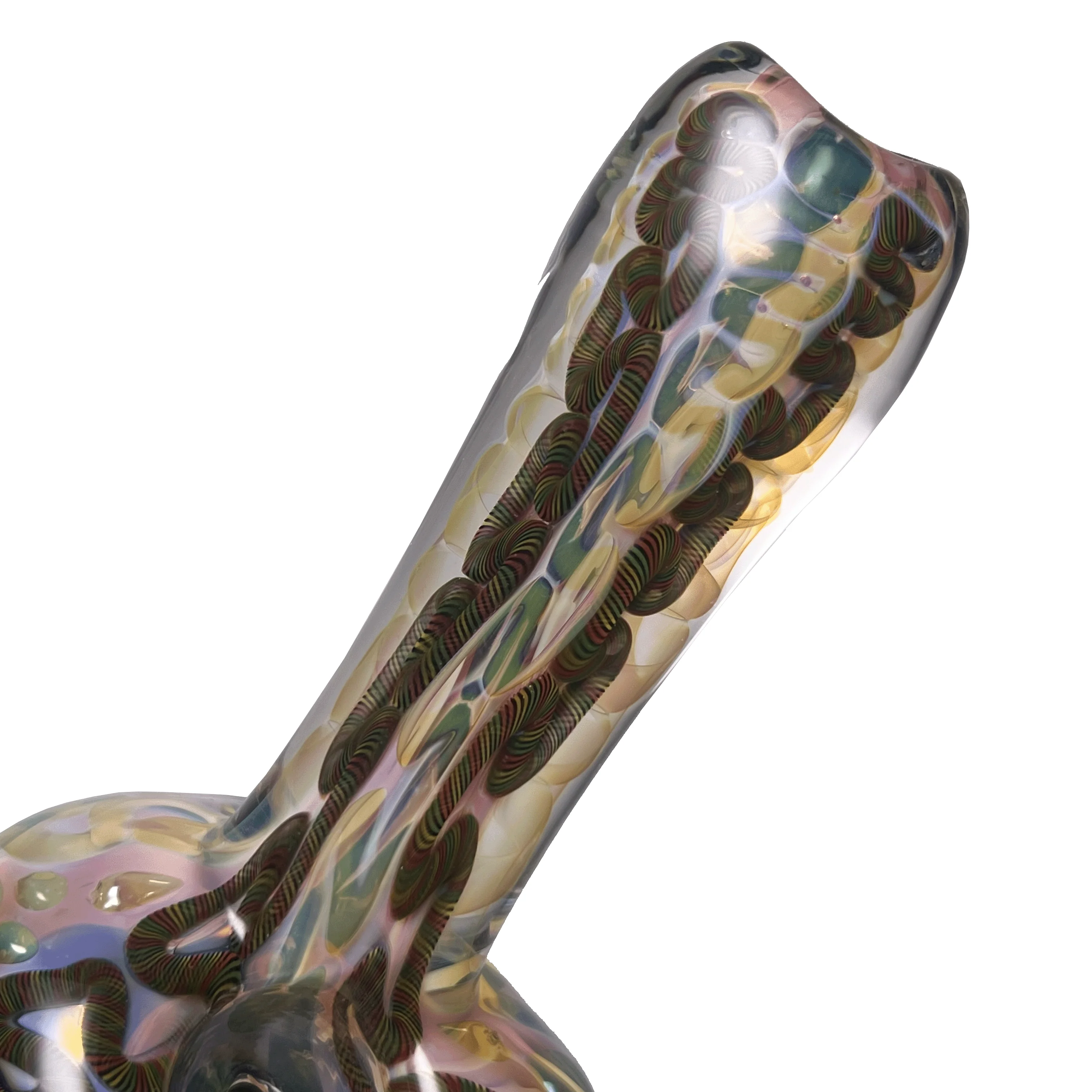 Greenlite - Heavy Spoon - Flat Mouth - Fume w/ Twist Cane & Blue Honeycomb #2 - Image 6