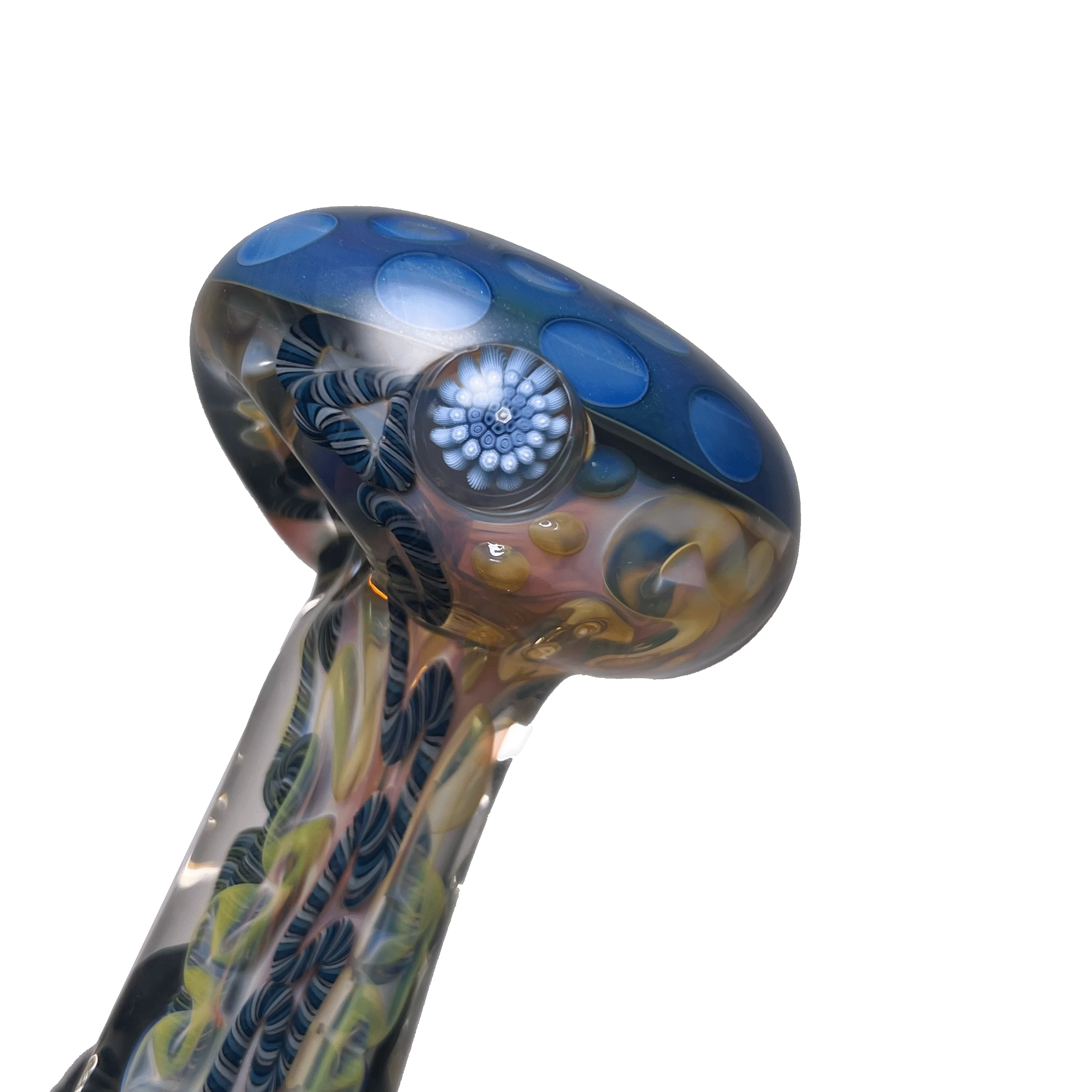 Greenlite - Heavy Spoon - Flat Mouth - Fume w/ Twist Cane & Blue Honeycomb #4 - Image 2