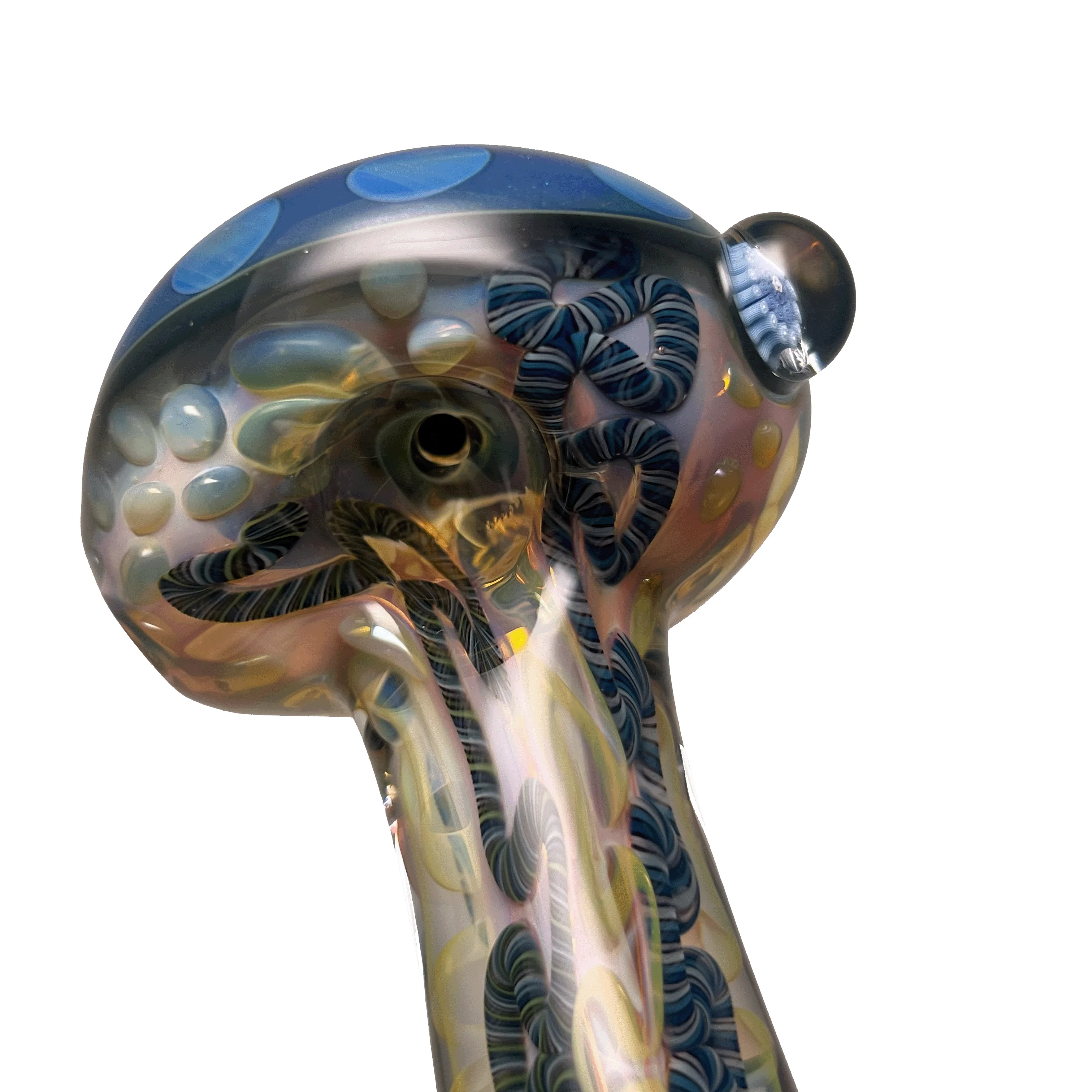 Greenlite - Heavy Spoon - Flat Mouth - Fume w/ Twist Cane & Blue Honeycomb #4 - Image 3