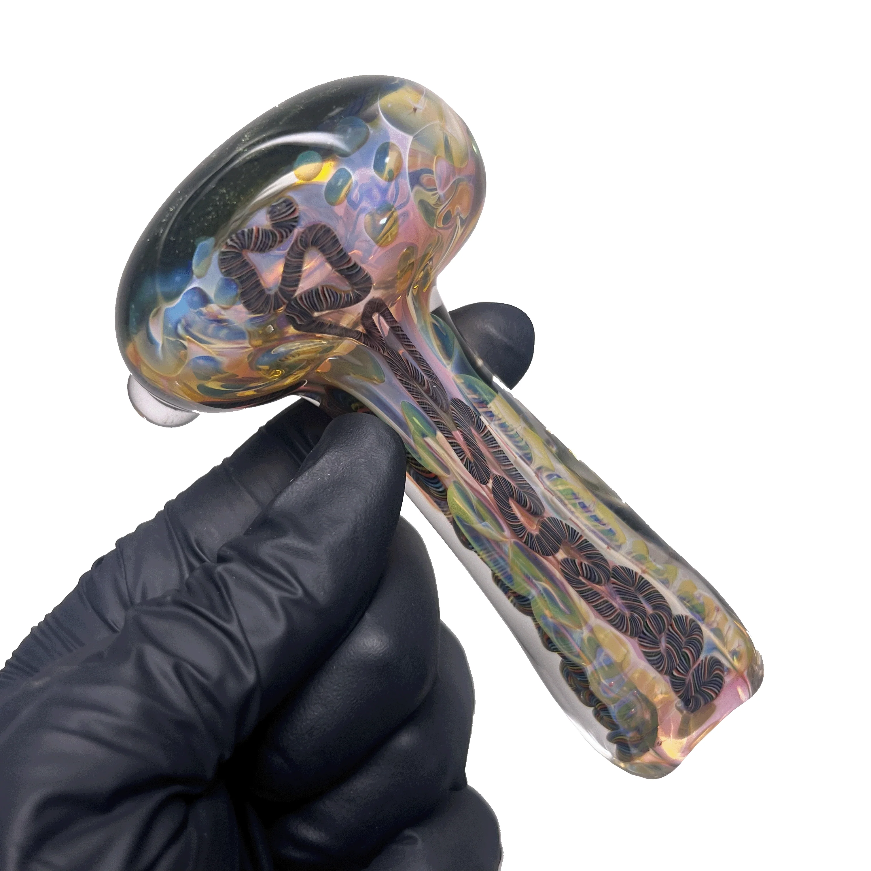 Greenlite - Heavy Spoon - Flat Mouth - Fume w/ Twist Cane & Green Honeycomb #2 - Image 2