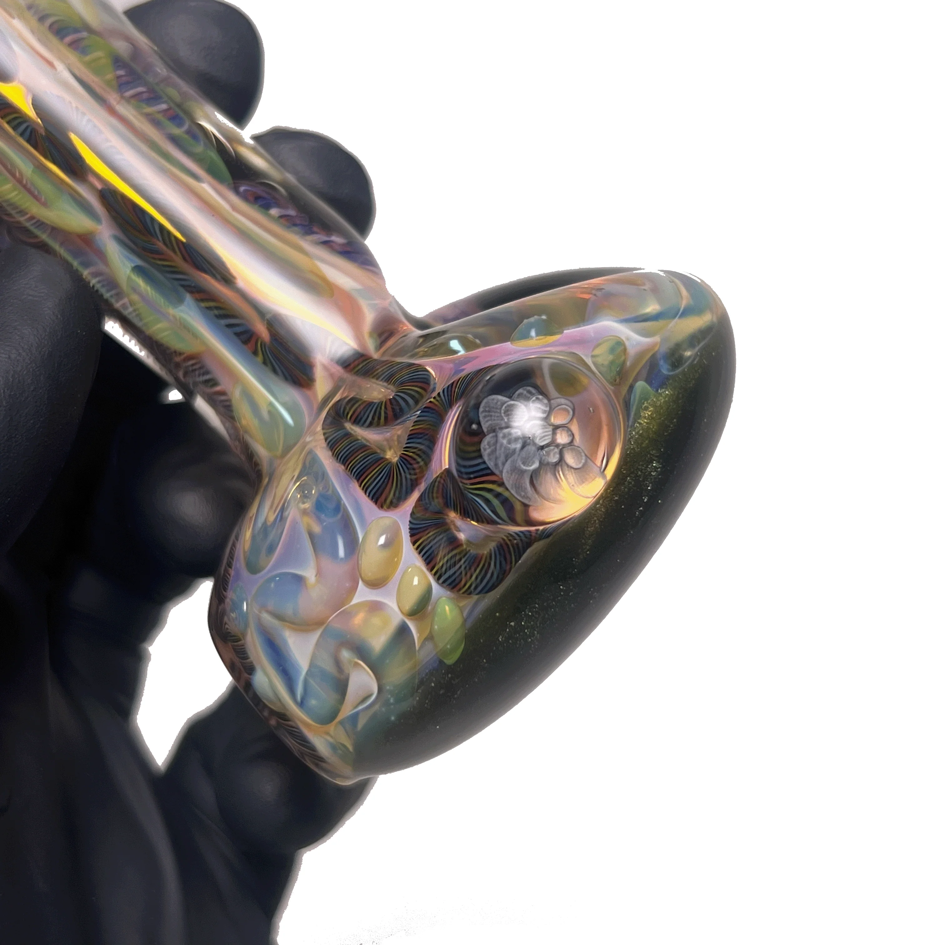 Greenlite - Heavy Spoon - Flat Mouth - Fume w/ Twist Cane & Green Honeycomb #2 - Image 3