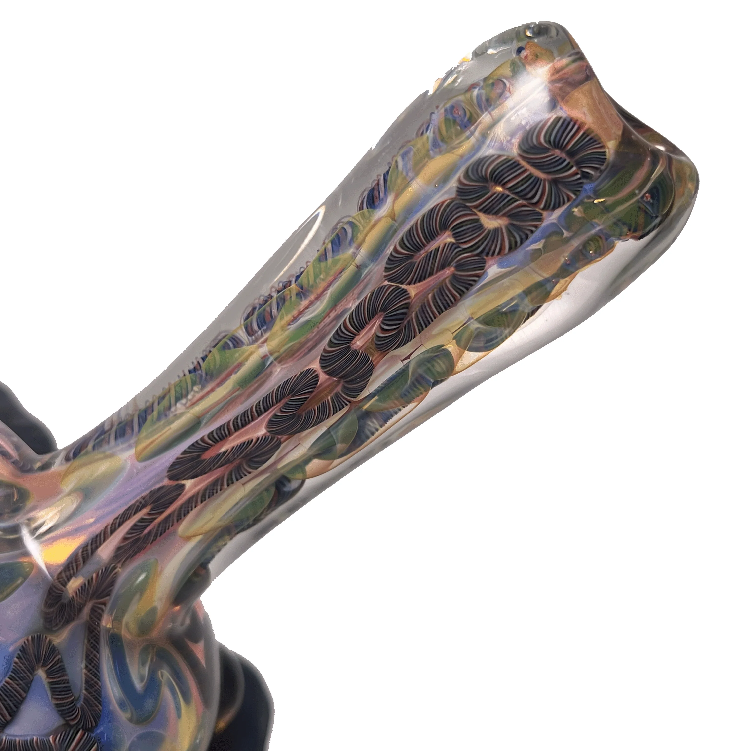 Greenlite - Heavy Spoon - Flat Mouth - Fume w/ Twist Cane & Green Honeycomb #2 - Image 4