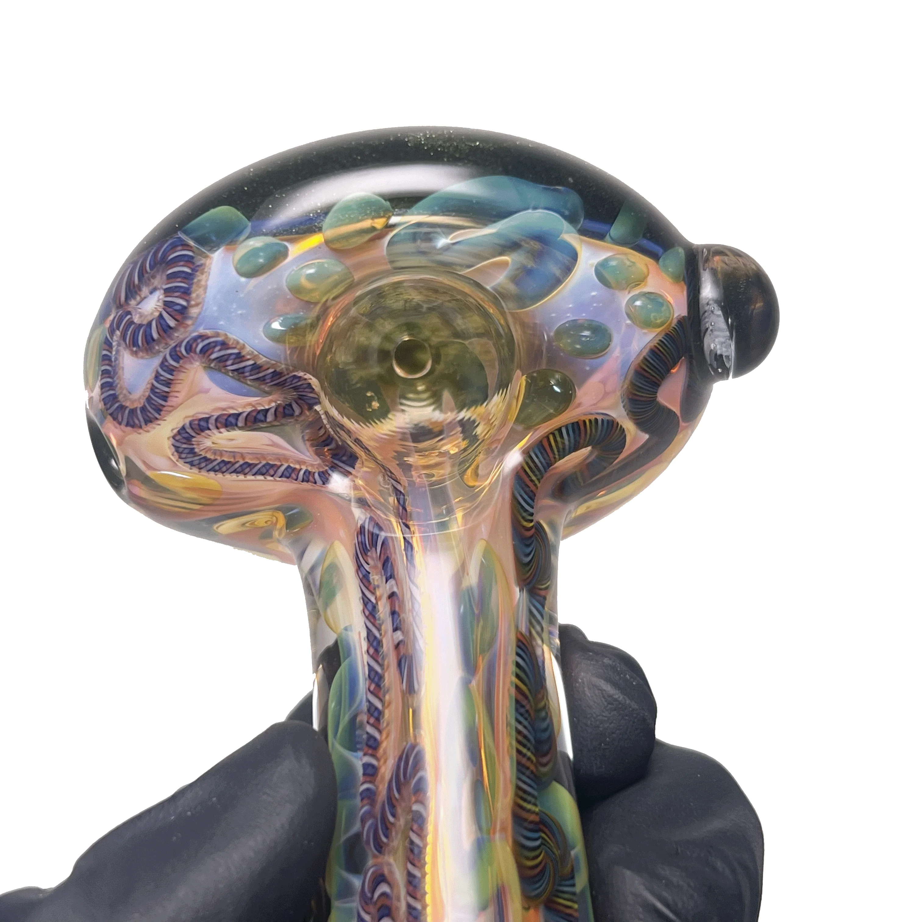 Greenlite - Heavy Spoon - Flat Mouth - Fume w/ Twist Cane & Green Honeycomb #2 - Image 5
