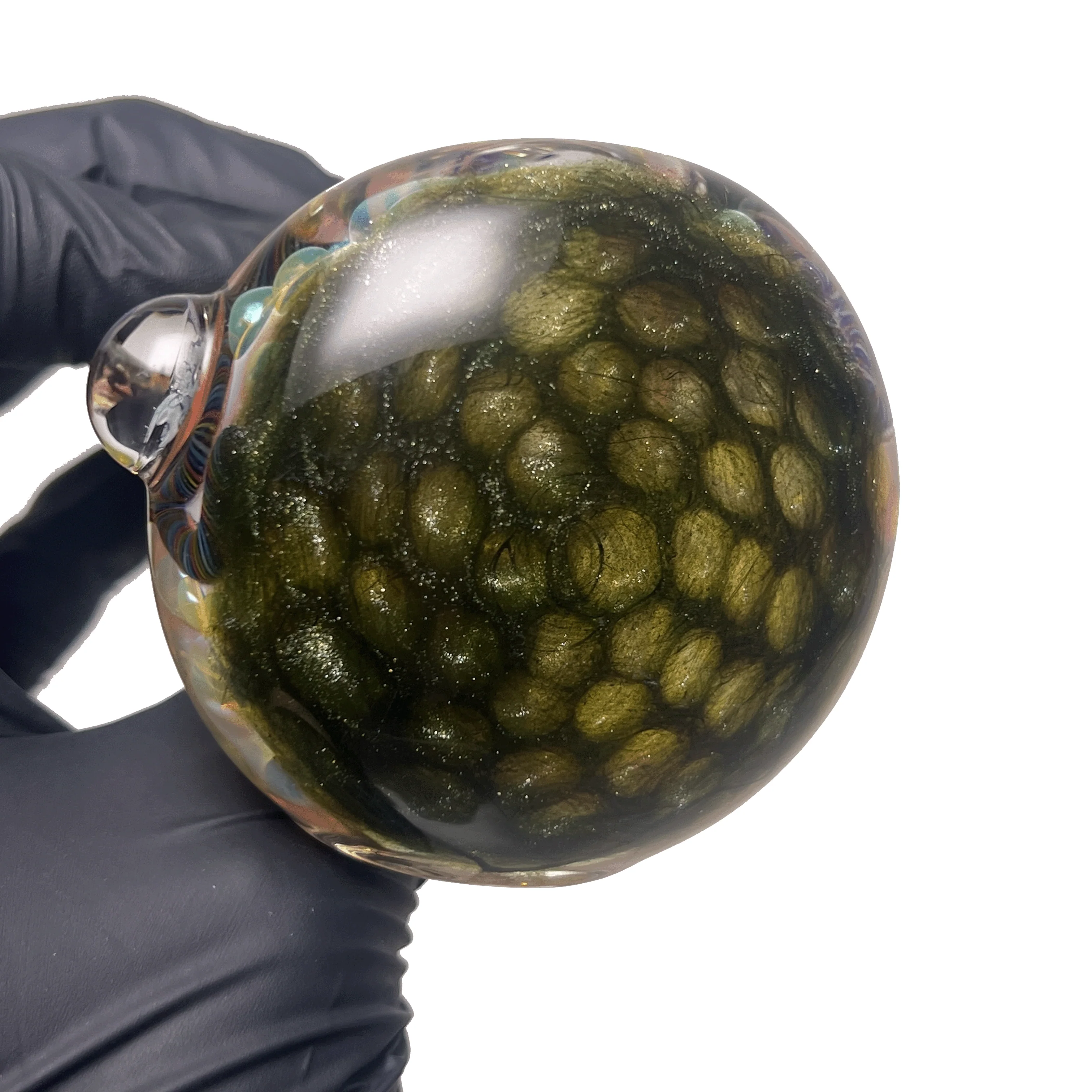 Greenlite - Heavy Spoon - Flat Mouth - Fume w/ Twist Cane & Green Honeycomb #2 - Image 6