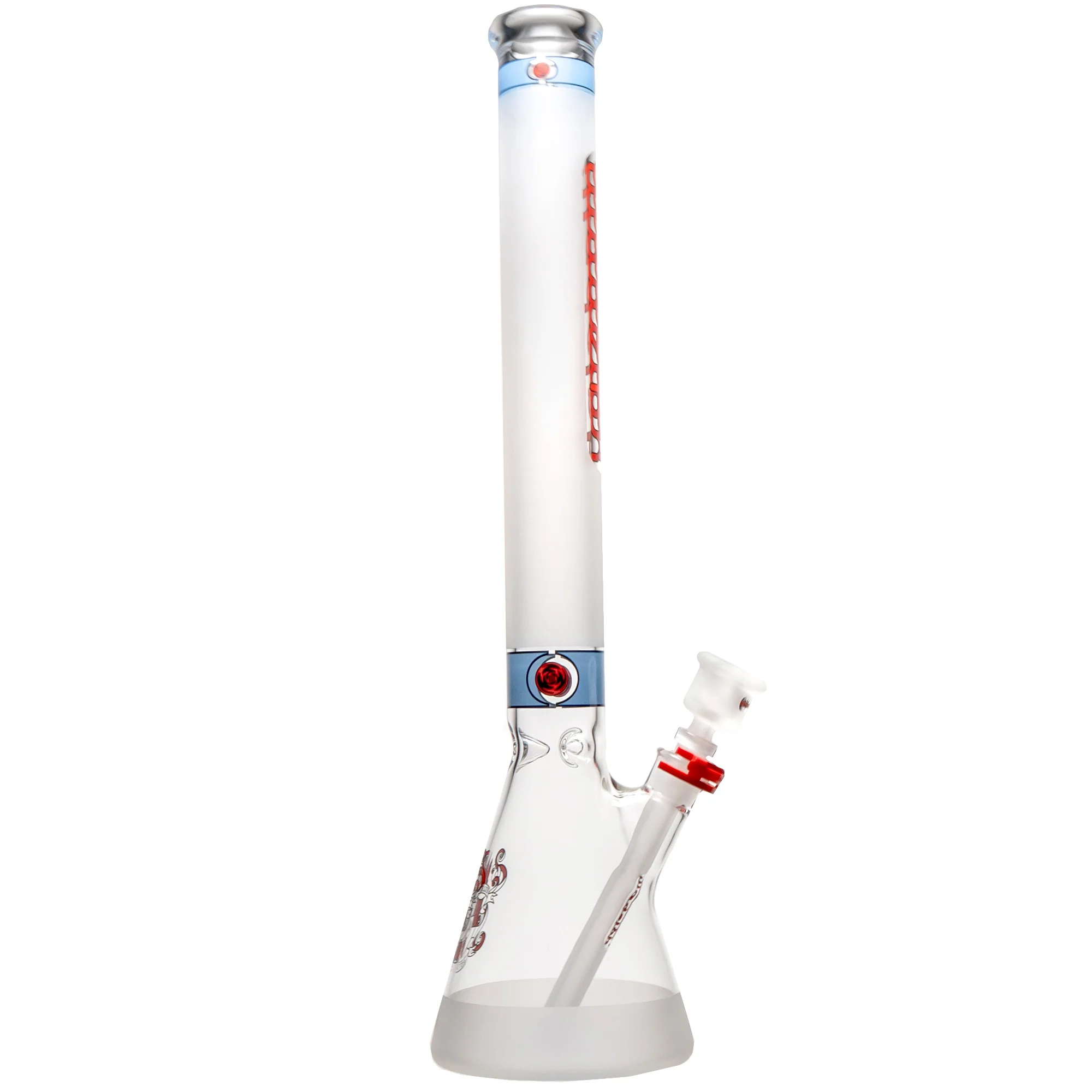 Illadelph - Tall Beaker - Frosted Signature Series - Red & Black Label w/ Blue Band - Image 2