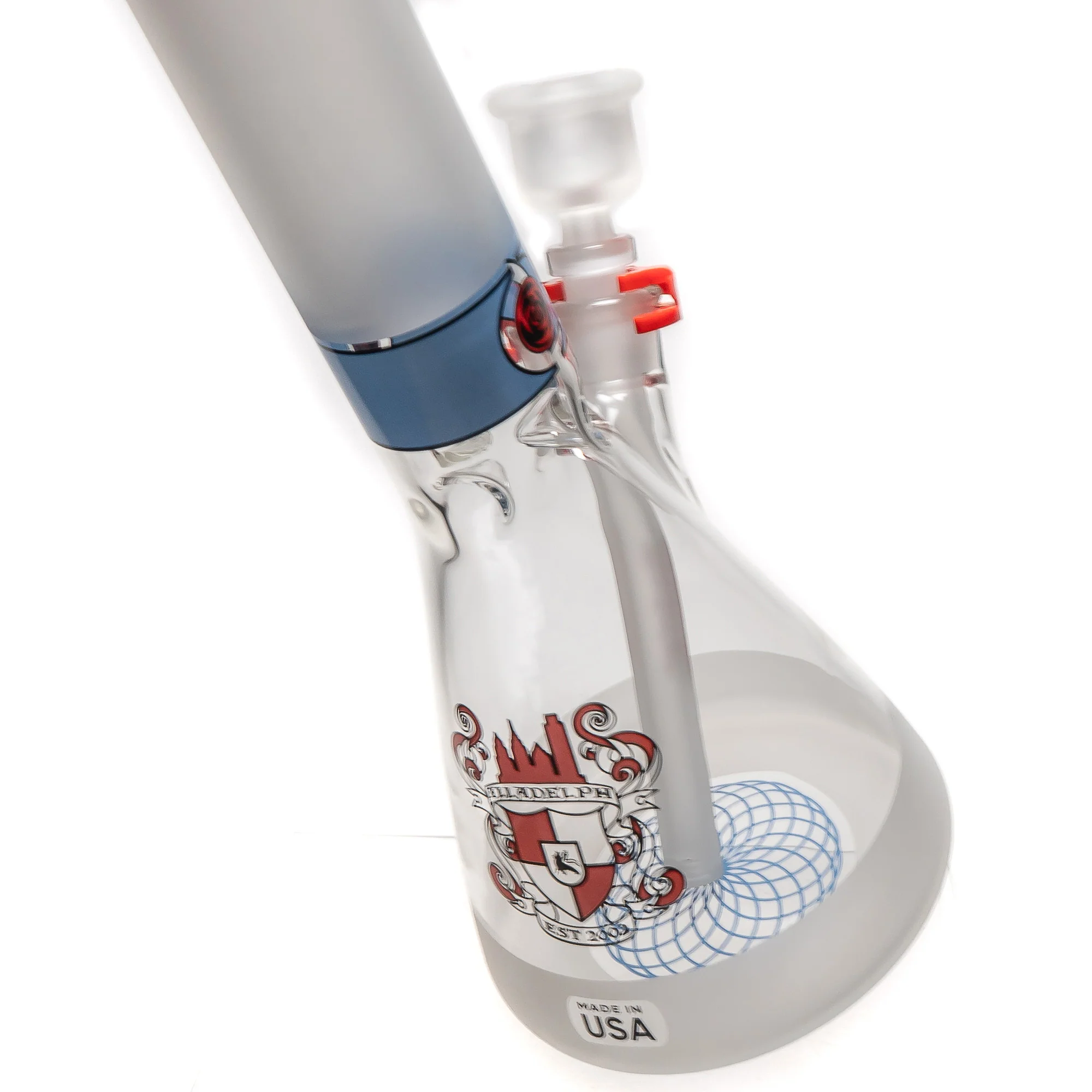 Illadelph - Tall Beaker - Frosted Signature Series - Red & Black Label w/ Blue Band - Image 3