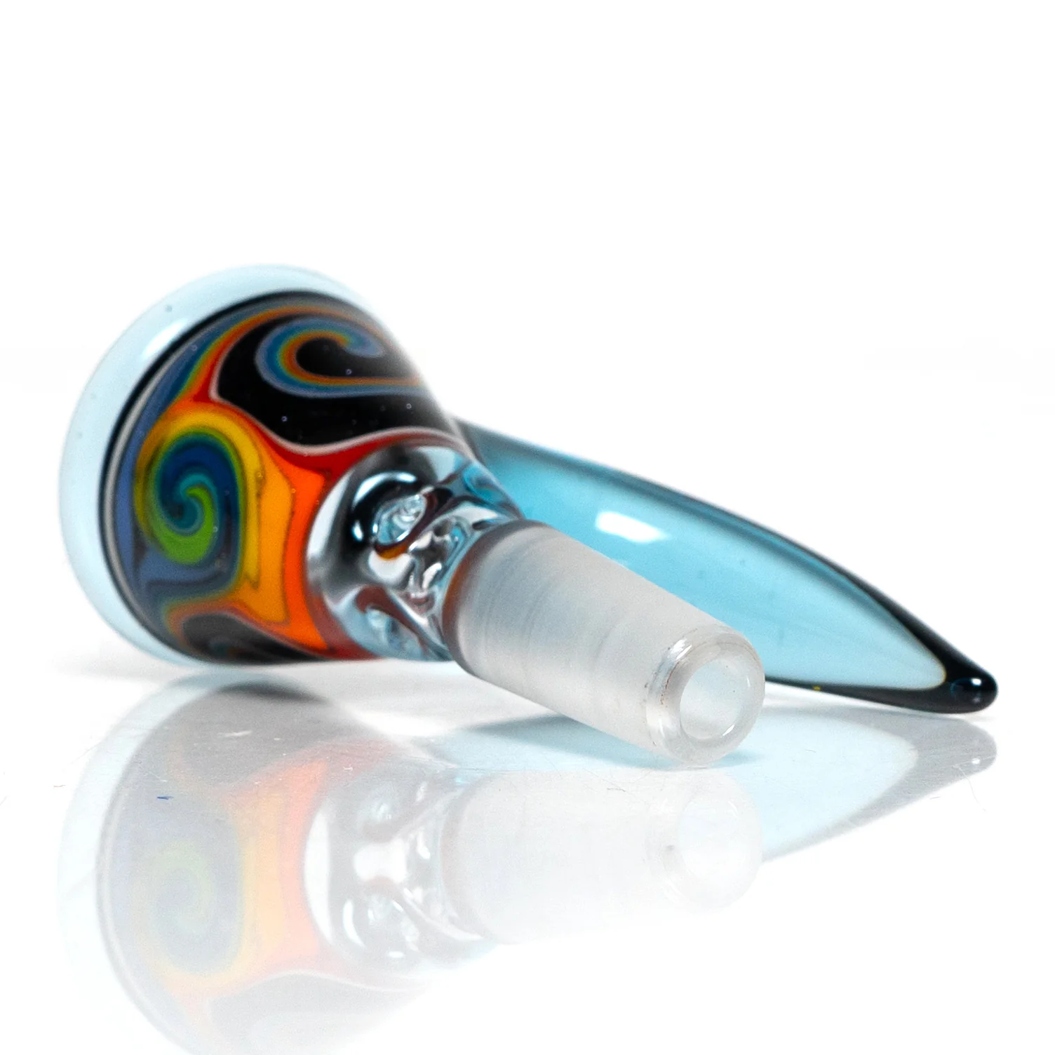 Ill Glass - Custom Mini Beaker - Transparent Blue w/ Rainbow Linework - Image 16
