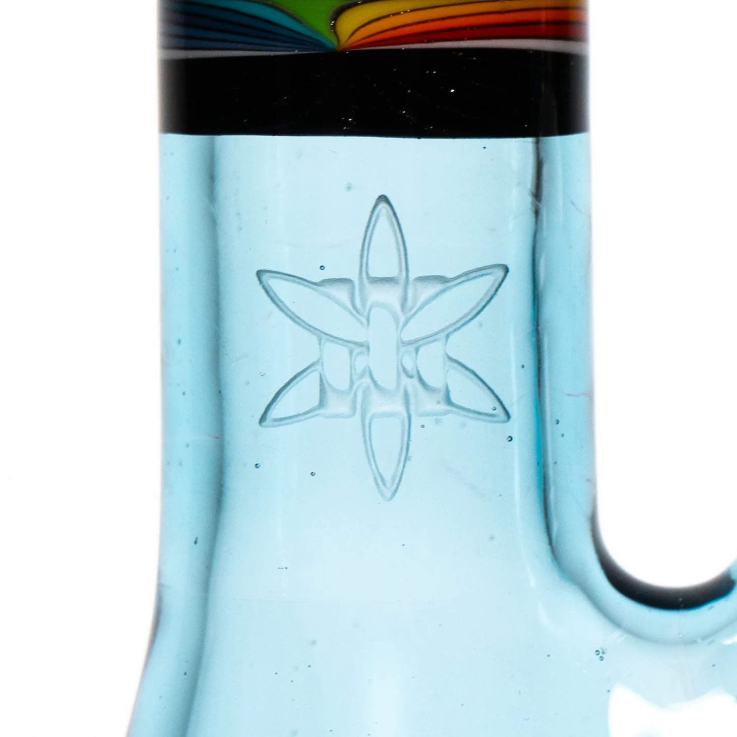 Ill Glass - Custom Mini Beaker - Transparent Blue w/ Rainbow Linework - Image 5