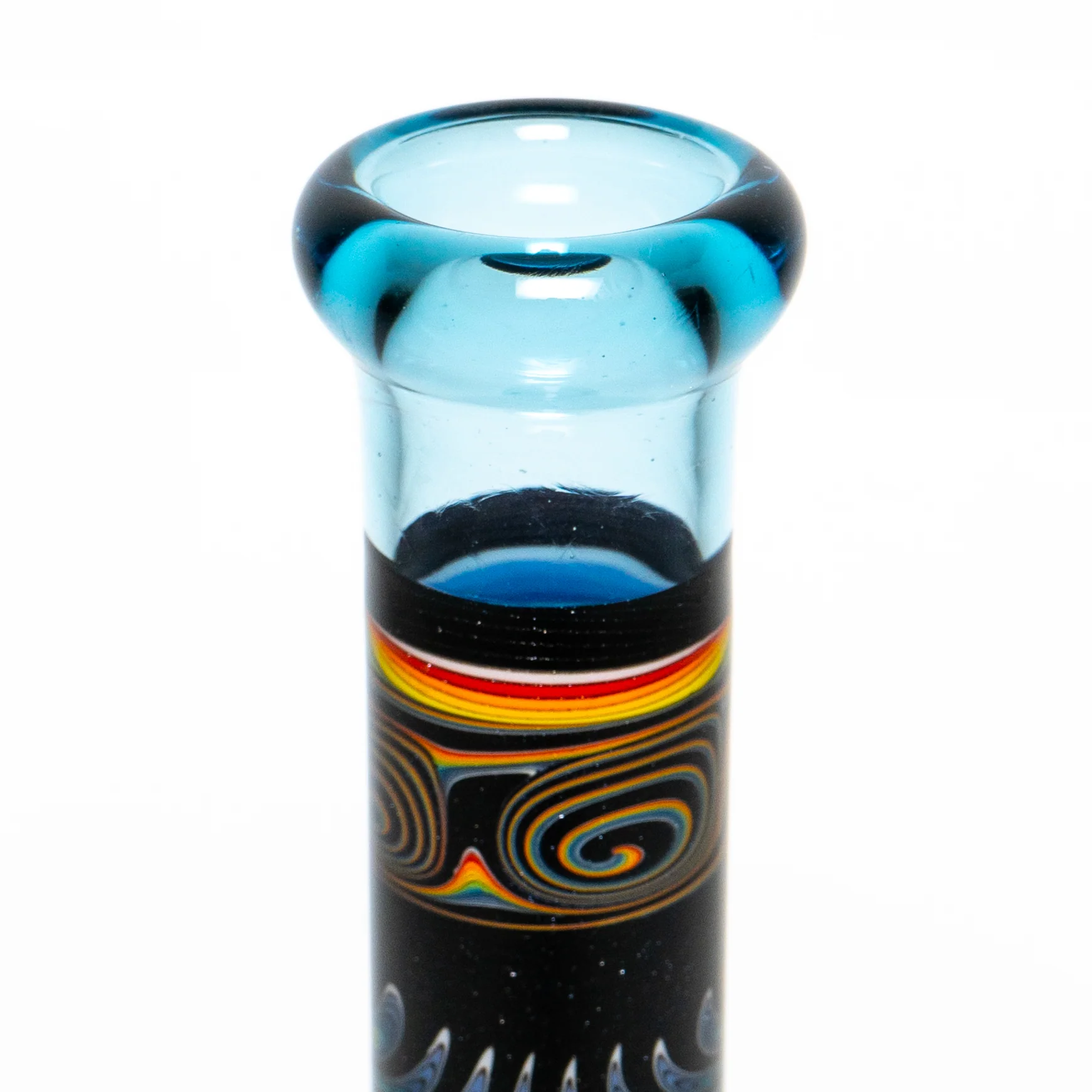 Ill Glass - Custom Mini Beaker - Transparent Blue w/ Rainbow Linework - Image 7