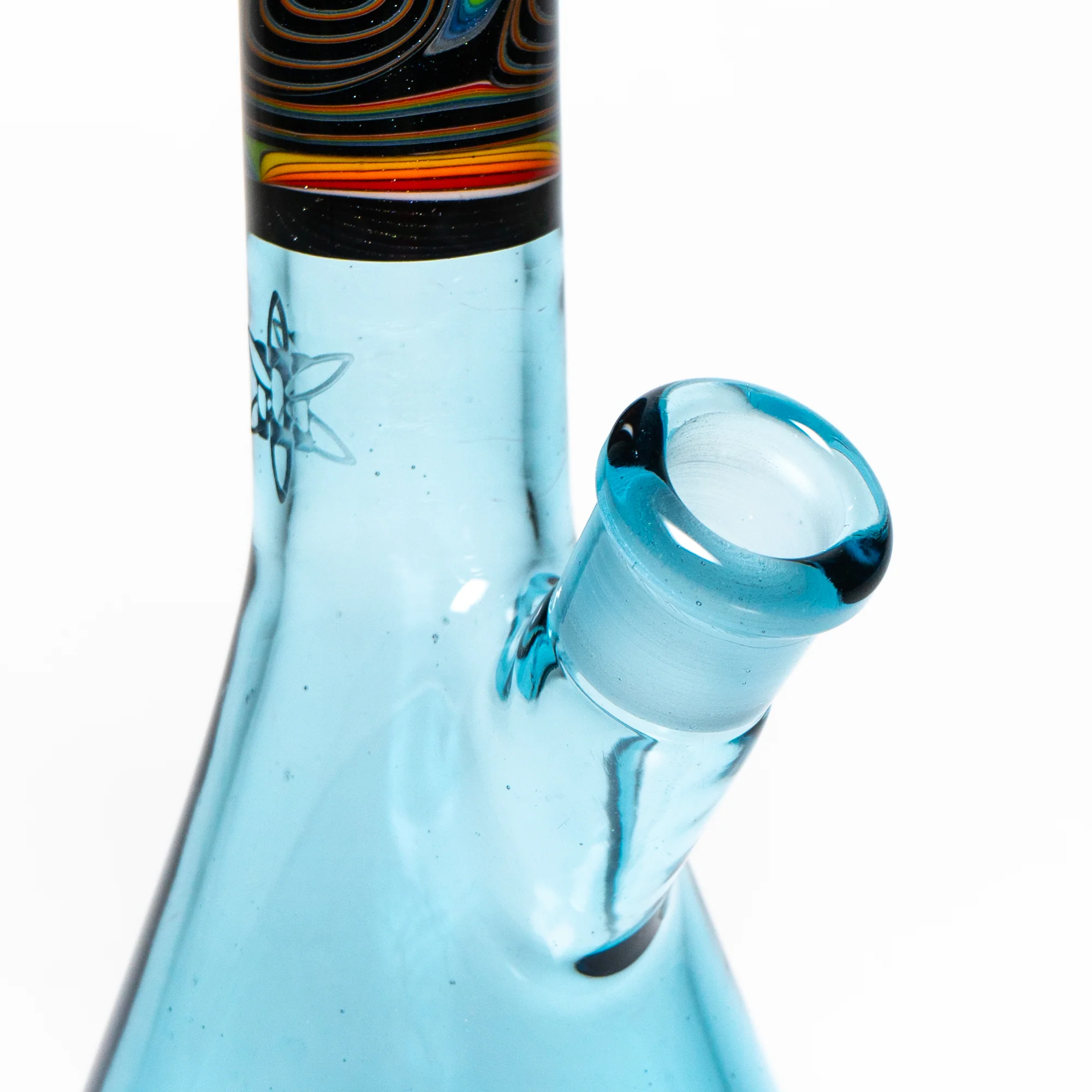 Ill Glass - Custom Mini Beaker - Transparent Blue w/ Rainbow Linework - Image 8