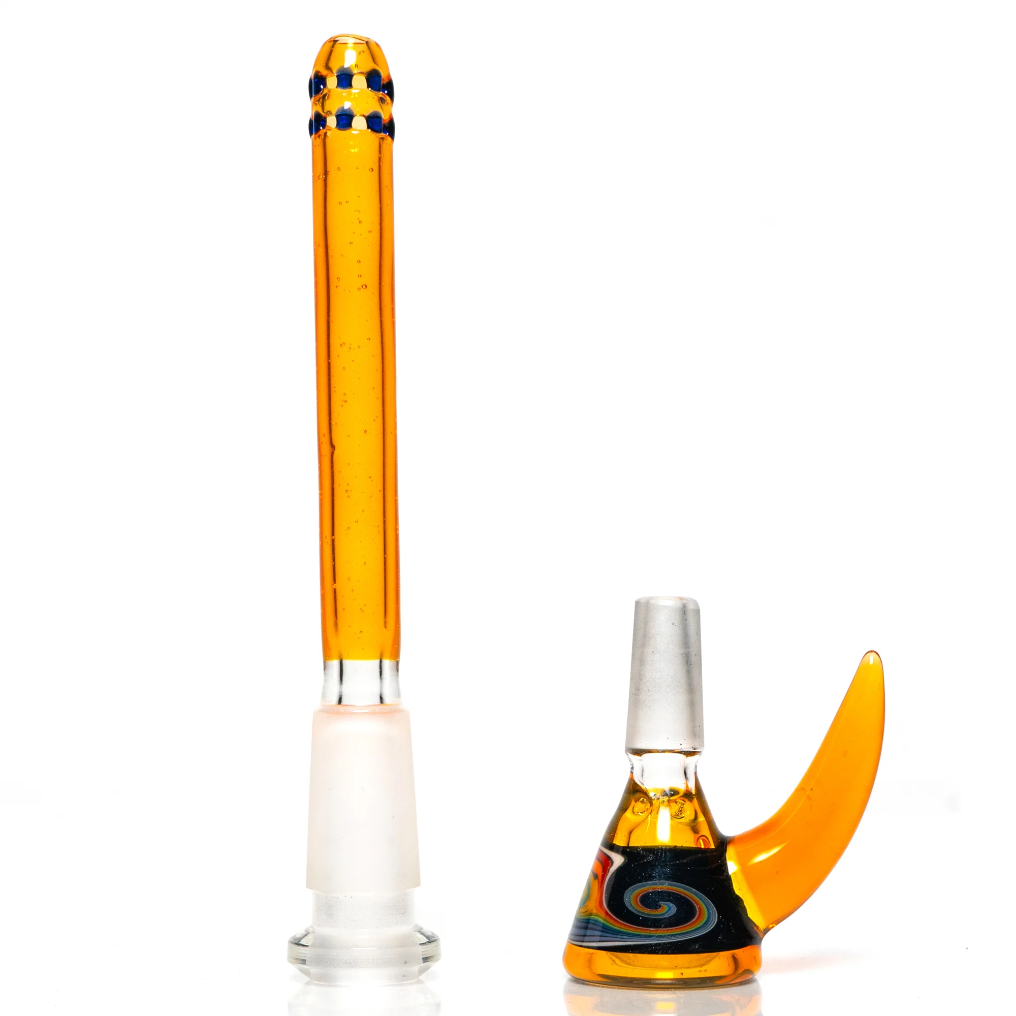 Ill Glass - Custom Mini Beaker - Transparent Orange w/ Rainbow Linework - Image 11