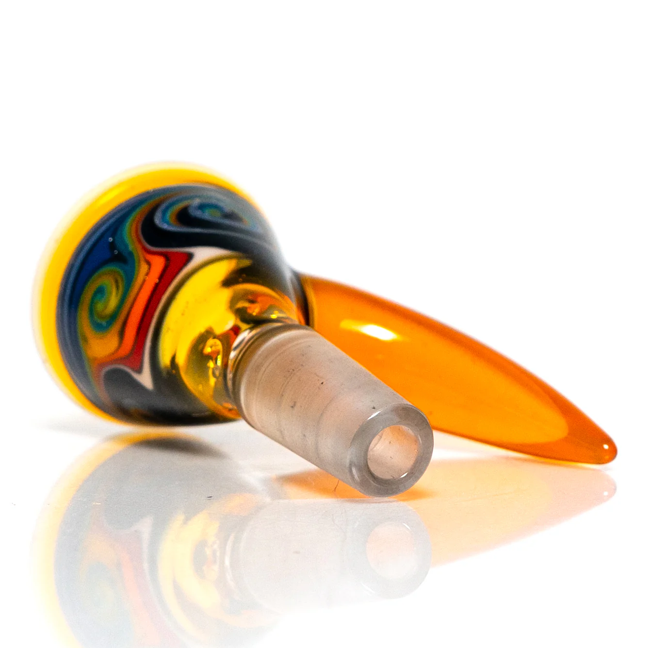 Ill Glass - Custom Mini Beaker - Transparent Orange w/ Rainbow Linework - Image 17