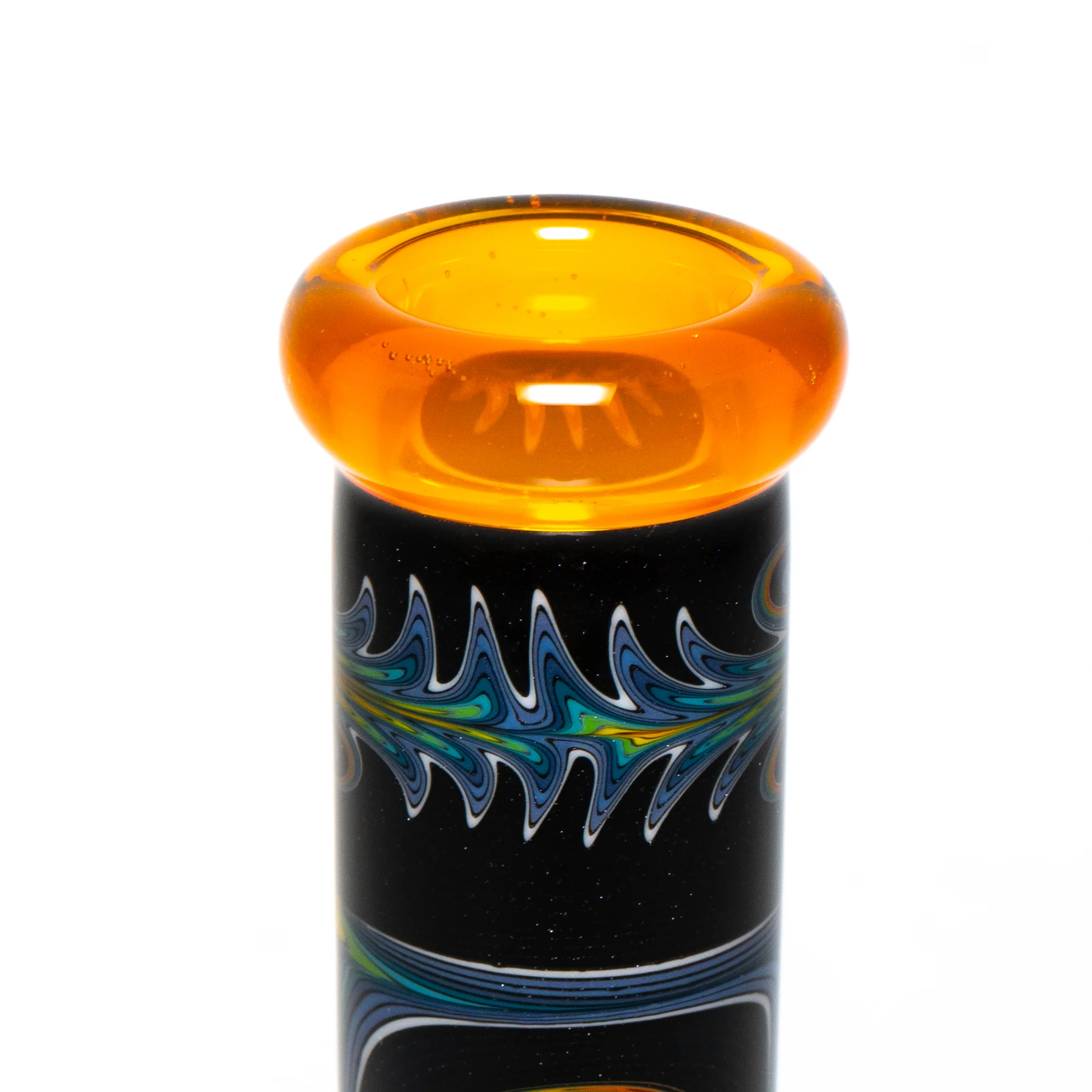 Ill Glass - Custom Mini Beaker - Transparent Orange w/ Rainbow Linework - Image 7