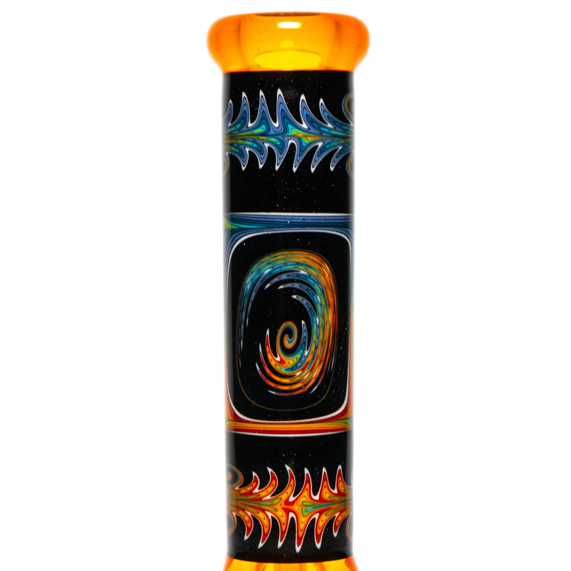 Ill Glass - Custom Mini Beaker - Transparent Orange w/ Rainbow Linework - Image 8