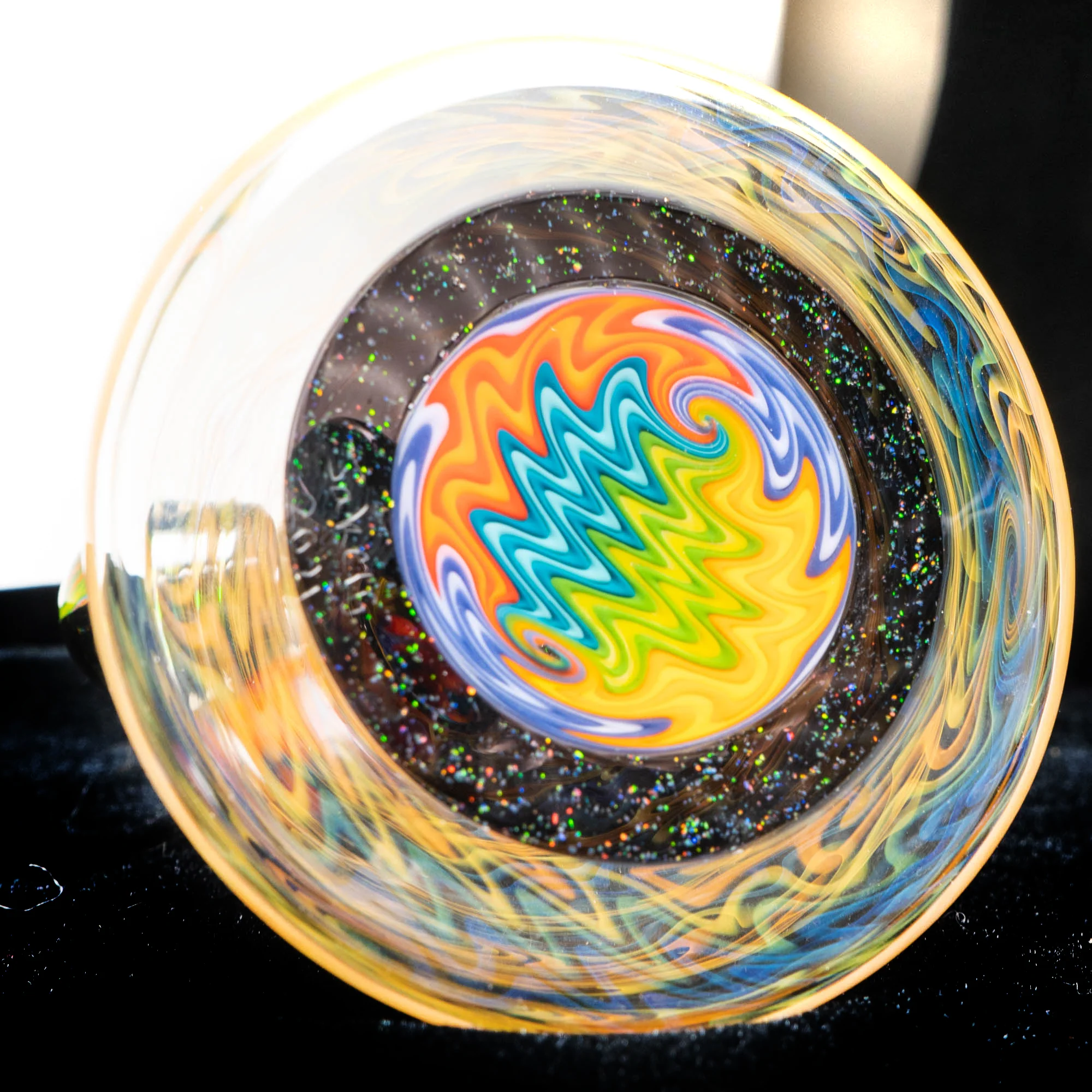 Jakers Glass - Worked Mini Beaker - Crushed Opal & Rainbow Wag - Image 4