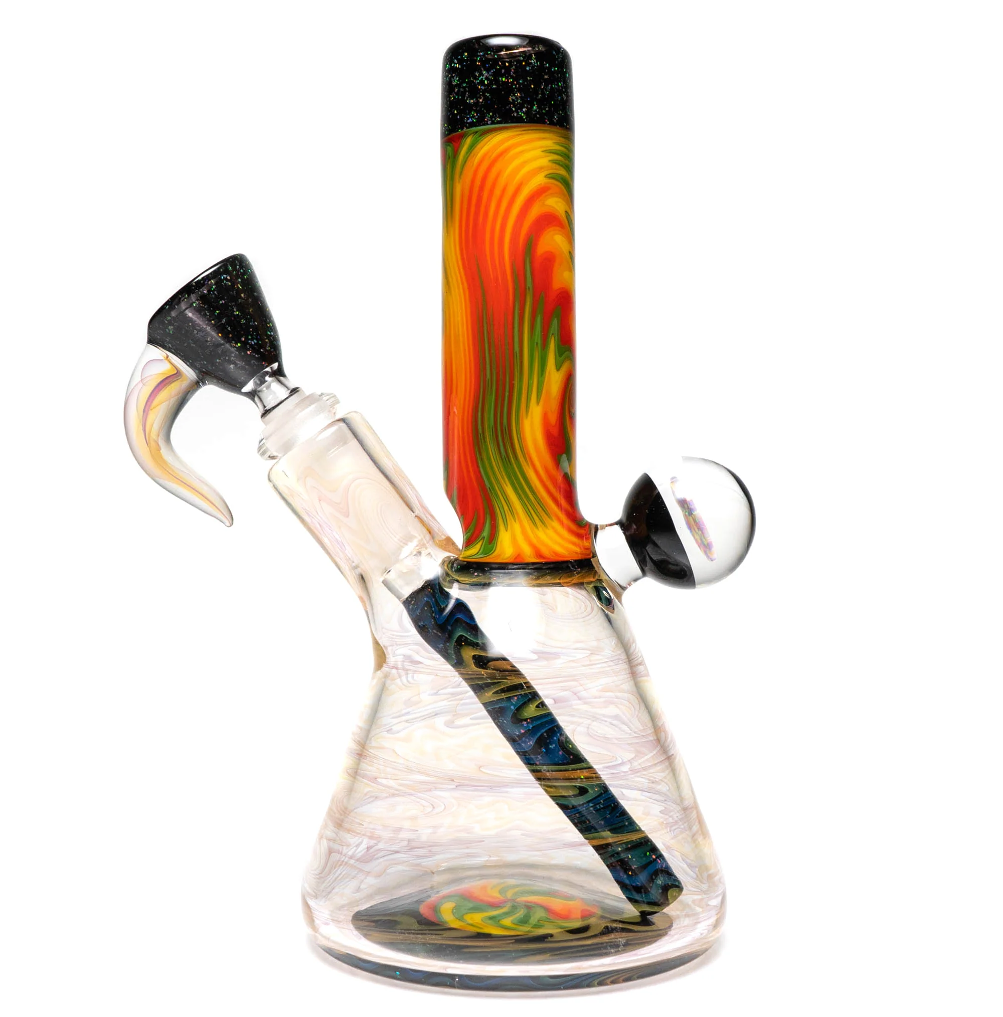 Jakers Glass - Worked Mini Beaker - Crushed Opal & Rasta Reversal - Image 2